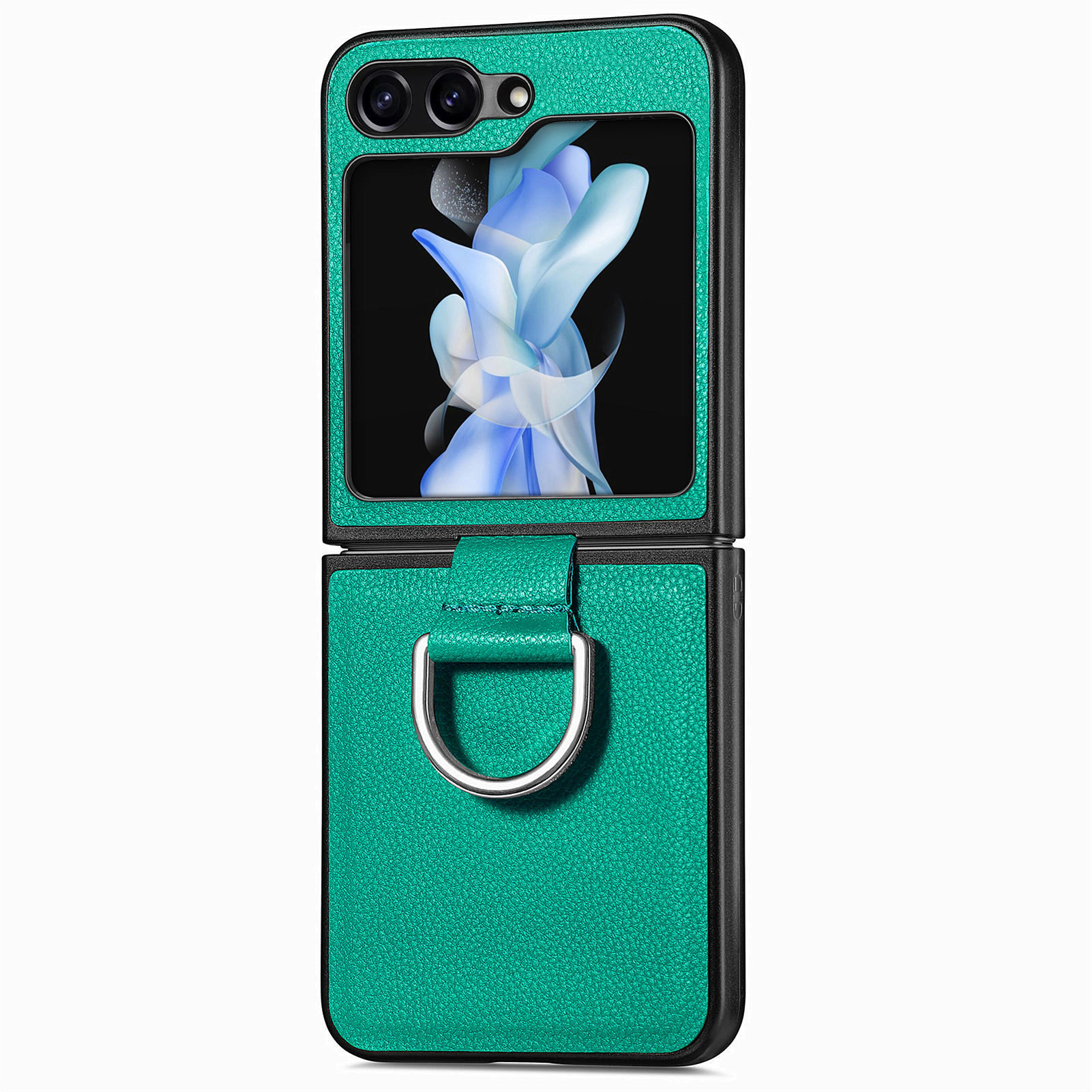 Compatible with Samsung Z Flip 8/7 phone case, 6/5 pebbled leather texture ring, 4/3 folding screen drop protection case