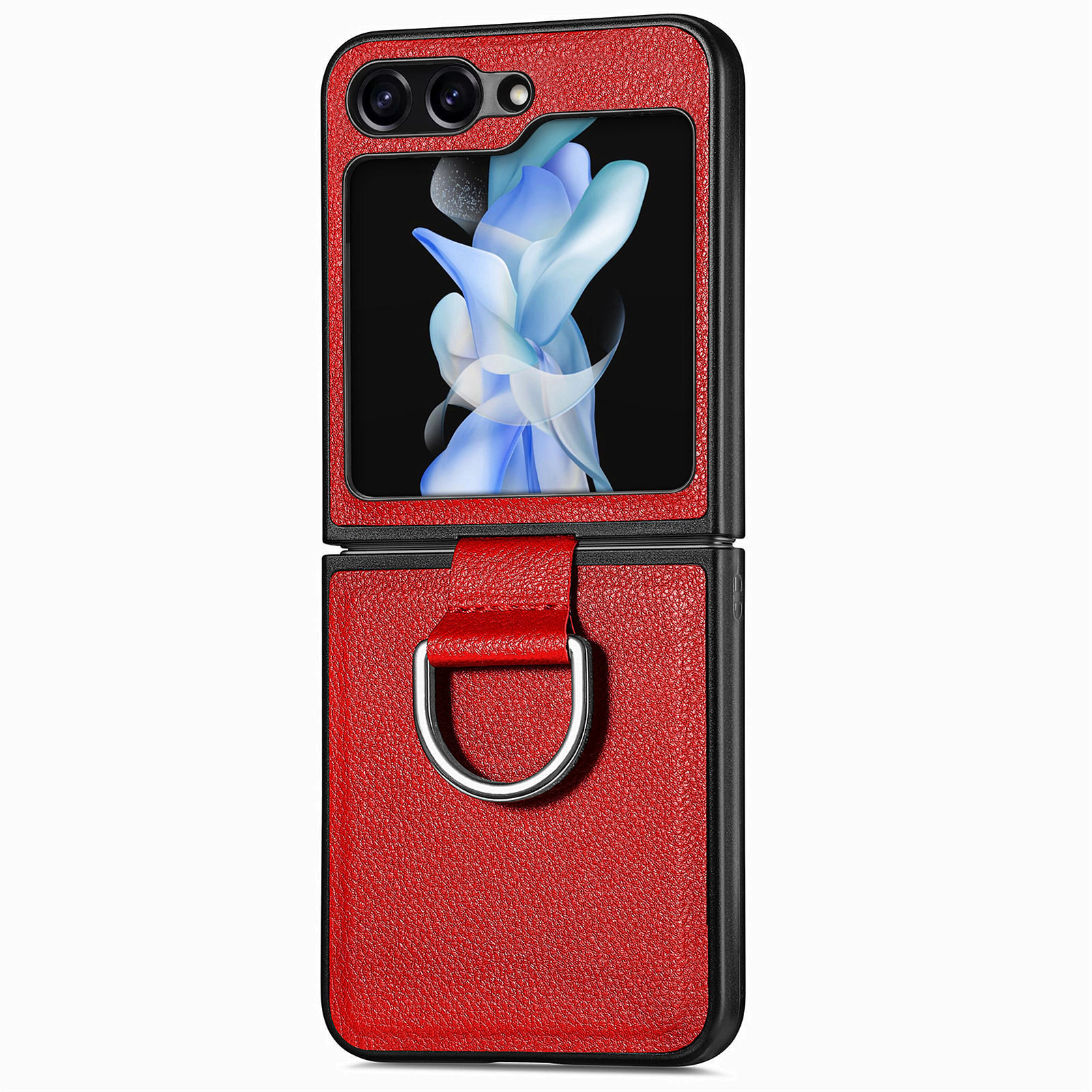 Compatible with Samsung Z Flip 8/7 phone case, 6/5 pebbled leather texture ring, 4/3 folding screen drop protection case
