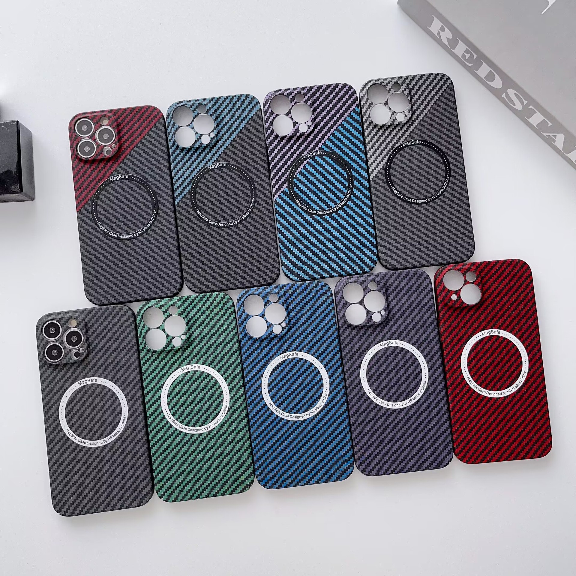 Compatible with Apple 17/16 Pro Max phone case, 15 Plus magnetic ring carbon fiber texture, 14 Pro drop-proof protective case