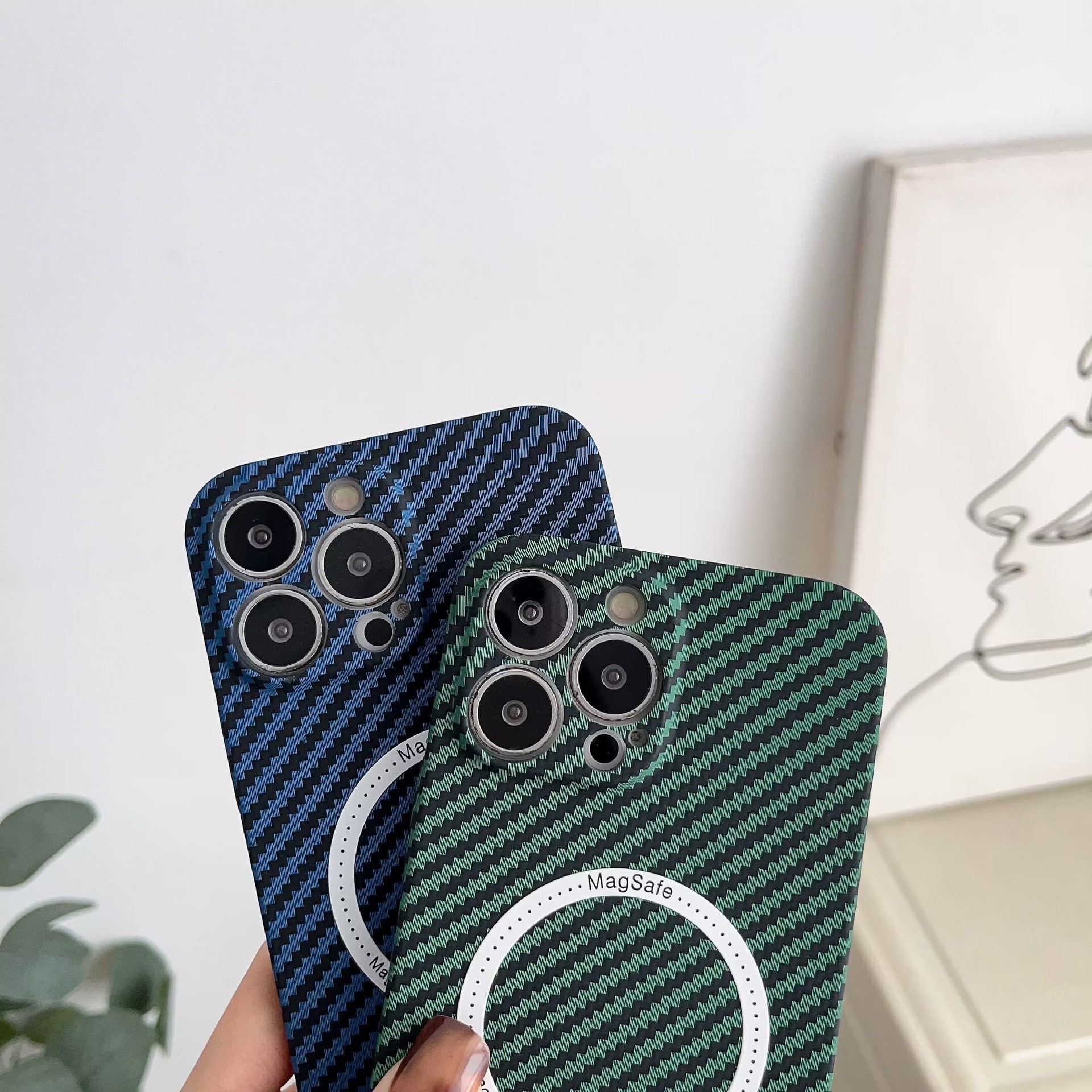 Compatible with Apple 17/16 Pro Max phone case, 15 Plus magnetic ring carbon fiber texture, 14 Pro drop-proof protective case