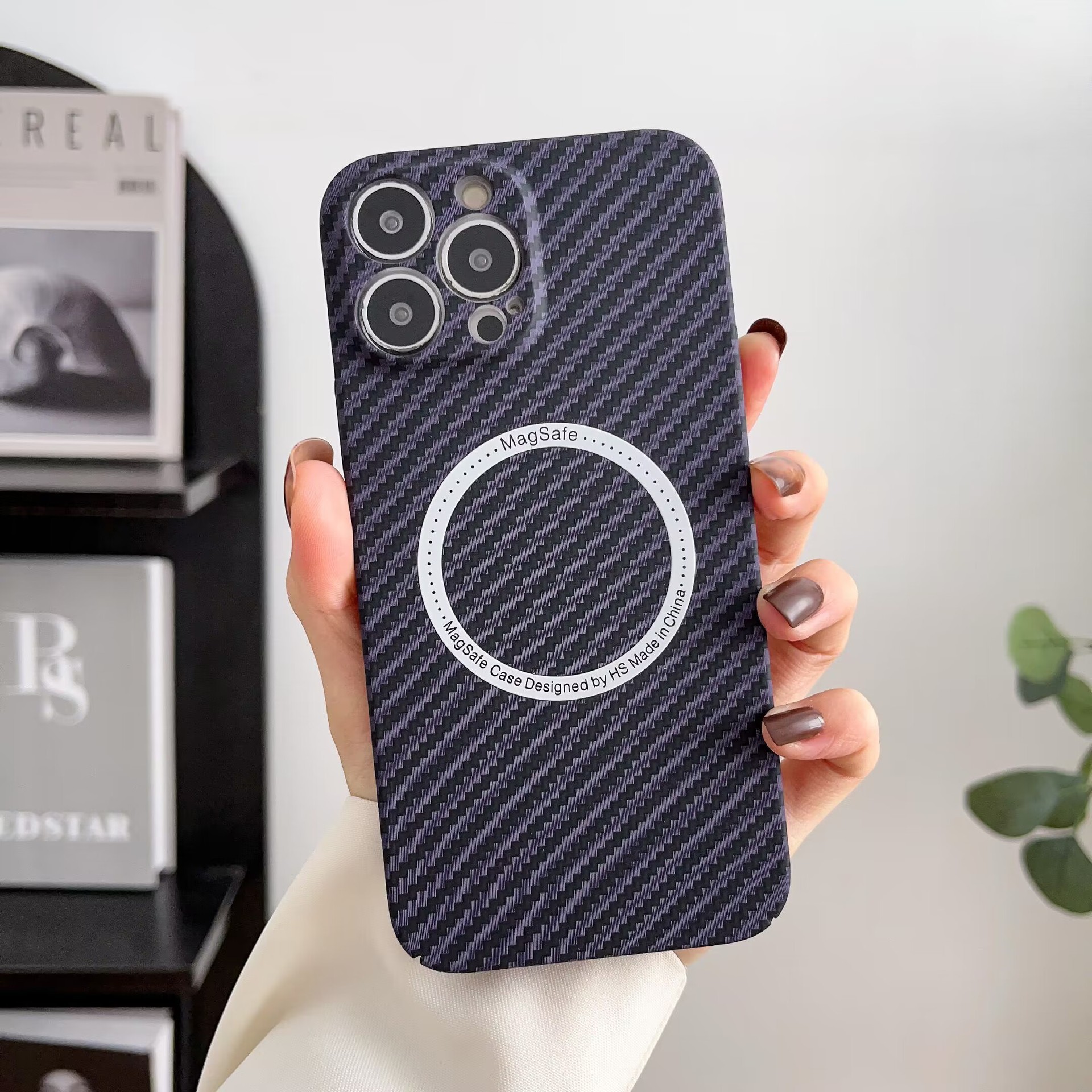 Compatible with Apple 17/16 Pro Max phone case, 15 Plus magnetic ring carbon fiber texture, 14 Pro drop-proof protective case