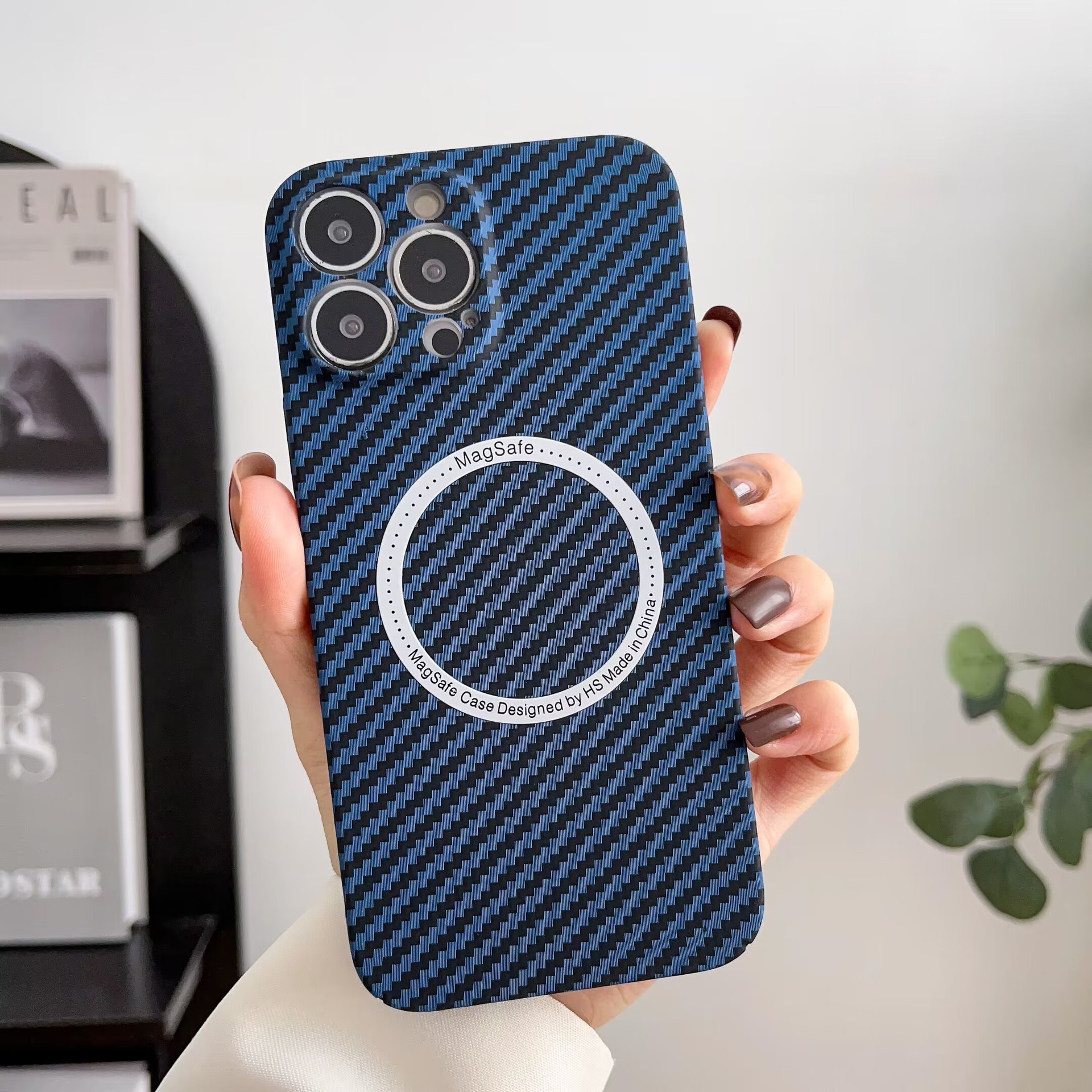 Compatible with Apple 17/16 Pro Max phone case, 15 Plus magnetic ring carbon fiber texture, 14 Pro drop-proof protective case