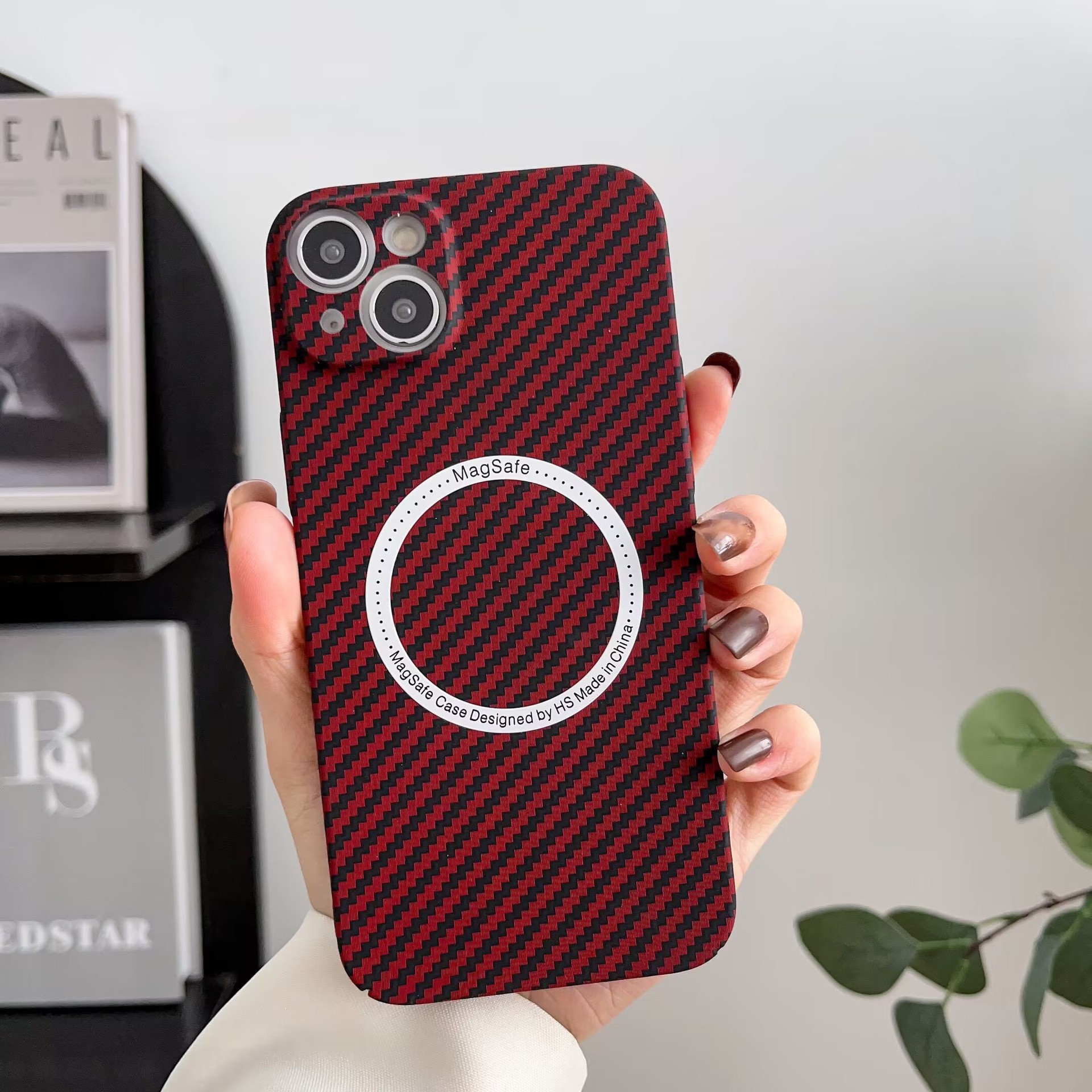 Compatible with Apple 17/16 Pro Max phone case, 15 Plus magnetic ring carbon fiber texture, 14 Pro drop-proof protective case