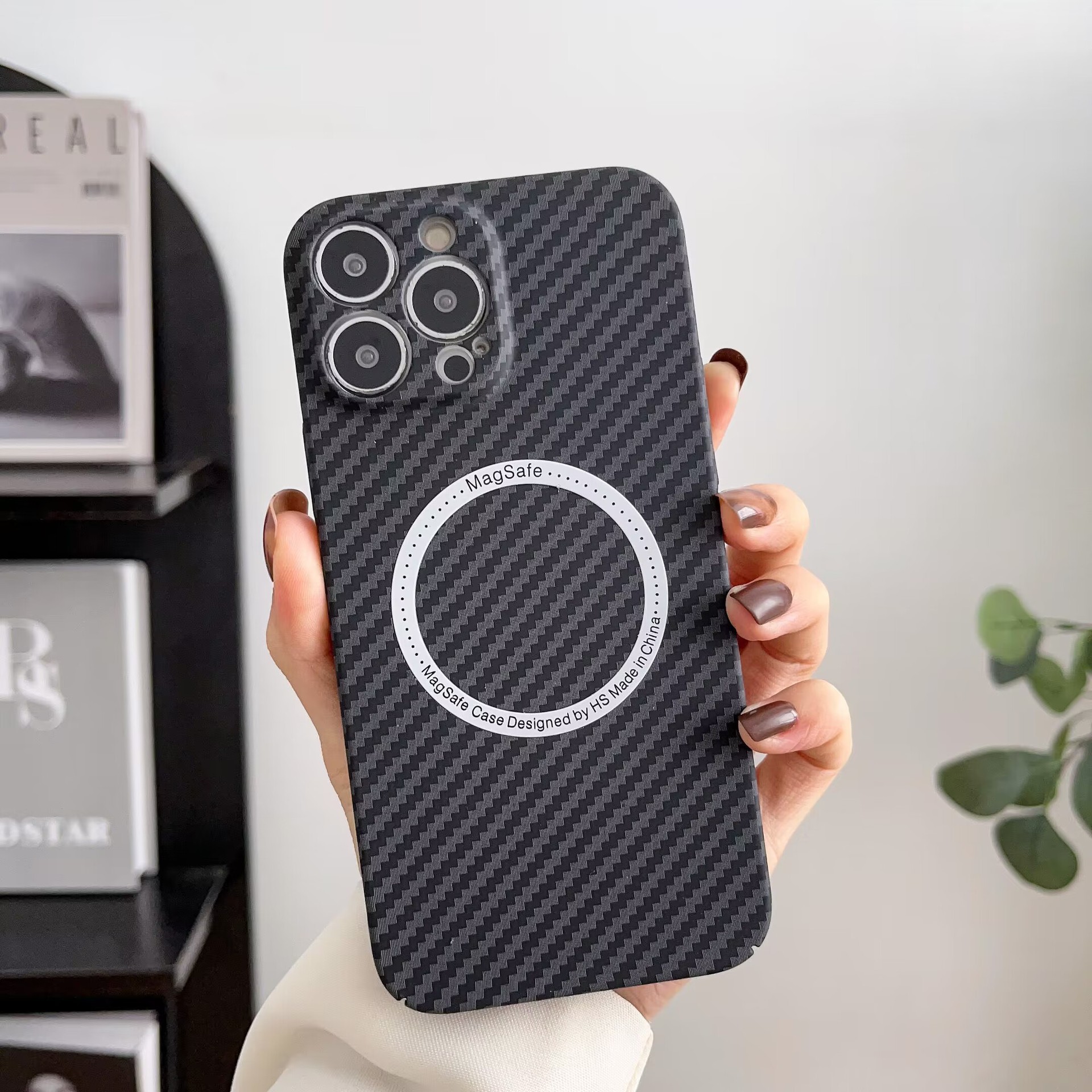 Compatible with Apple 17/16 Pro Max phone case, 15 Plus magnetic ring carbon fiber texture, 14 Pro drop-proof protective case