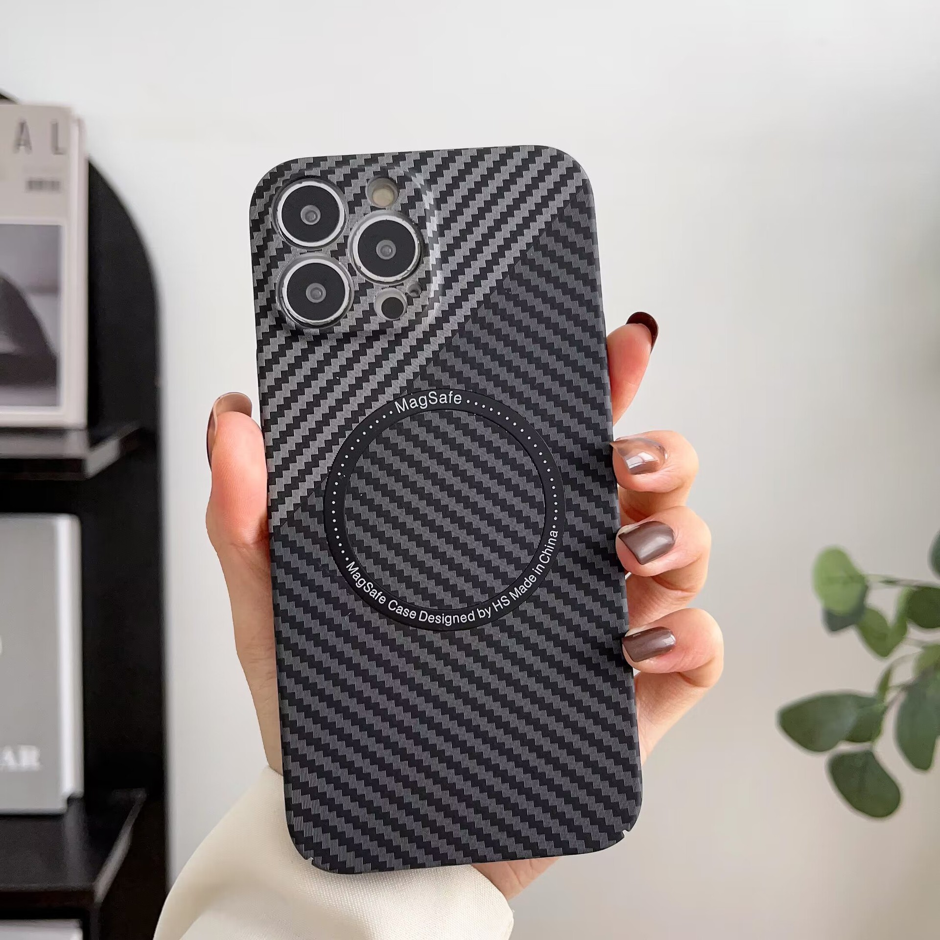 Compatible with Apple 17/16 Pro Max phone case, 15 Plus magnetic ring carbon fiber texture, 14 Pro drop-proof protective case