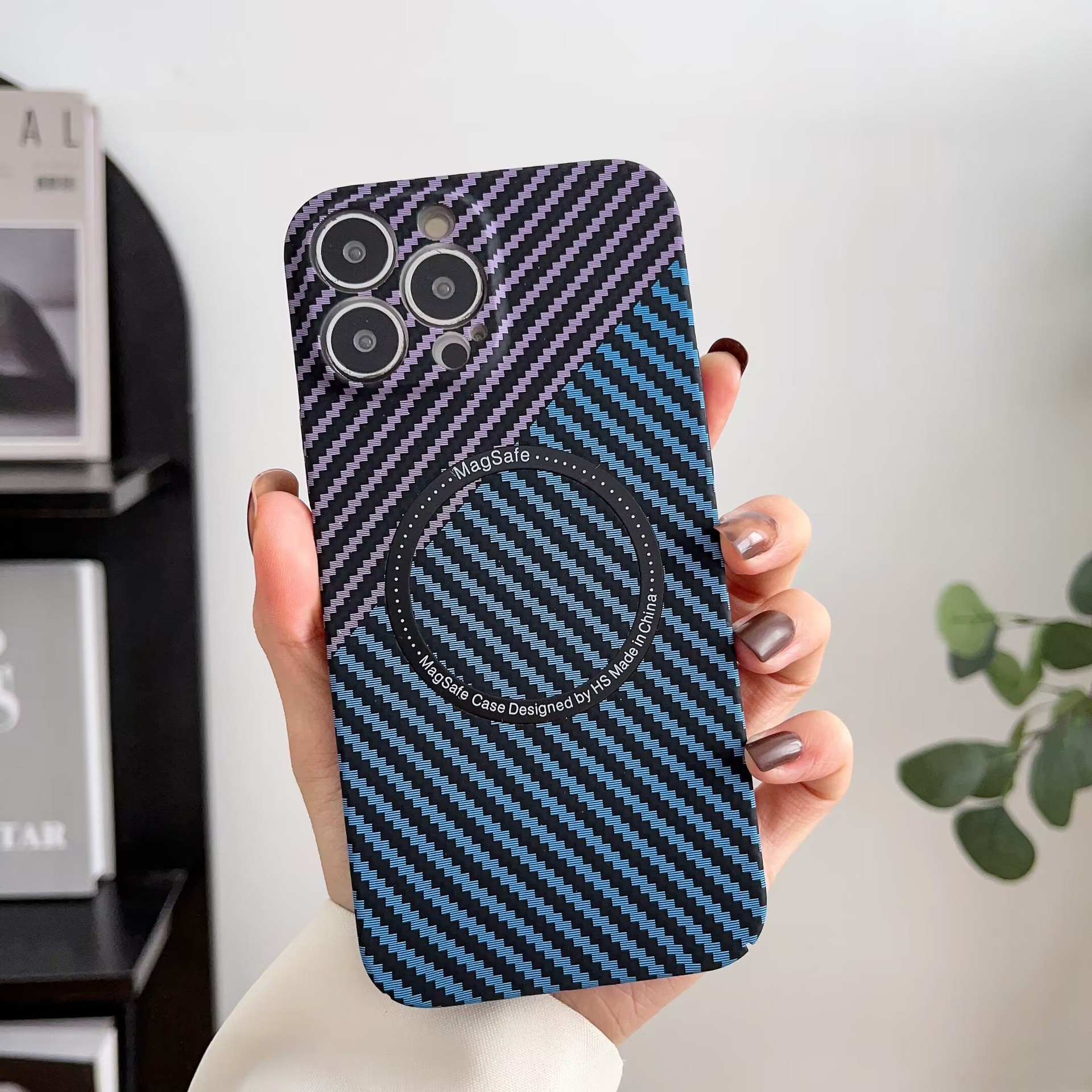 Compatible with Apple 17/16 Pro Max phone case, 15 Plus magnetic ring carbon fiber texture, 14 Pro drop-proof protective case
