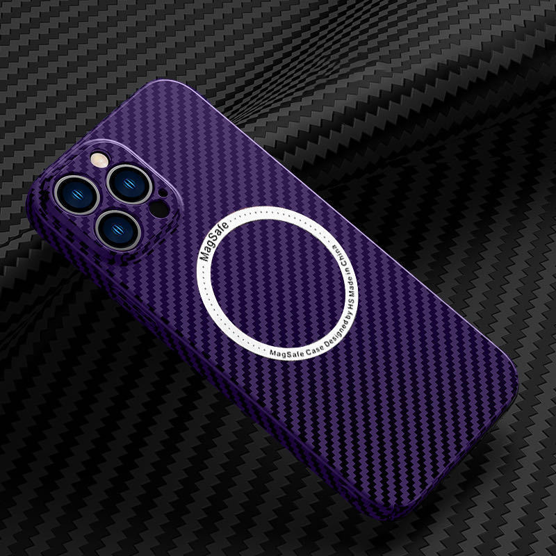 Compatible with Apple 17/16 Pro Max phone case, 15 Plus magnetic ring carbon fiber texture, 14 Pro drop-proof protective case