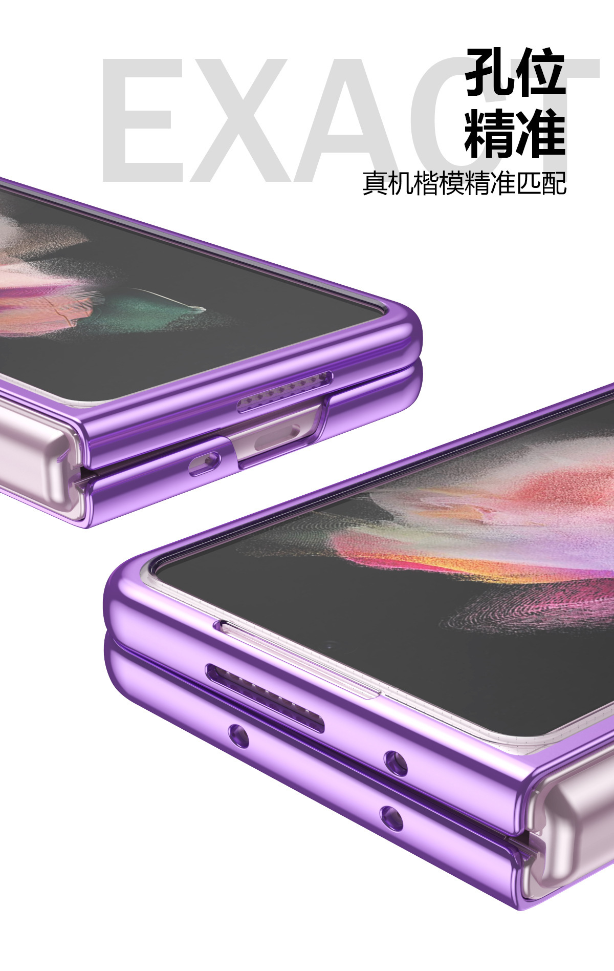 Samsung ZFold3 phone case, foldable screen electroplated shell film, integrated transparent fine-hole full-coverage drop-proof protective case