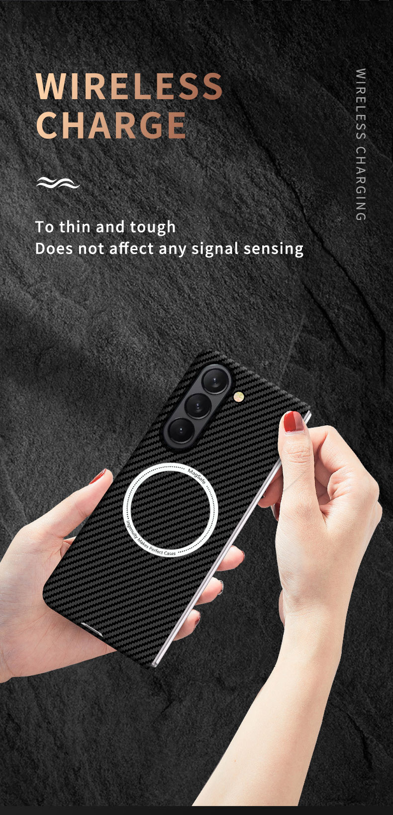 Compatible with Samsung Z Fold 8/7 phone case 6/5 magnetic wireless charging W25 carbon fiber texture 4/3 ultra-thin protective case