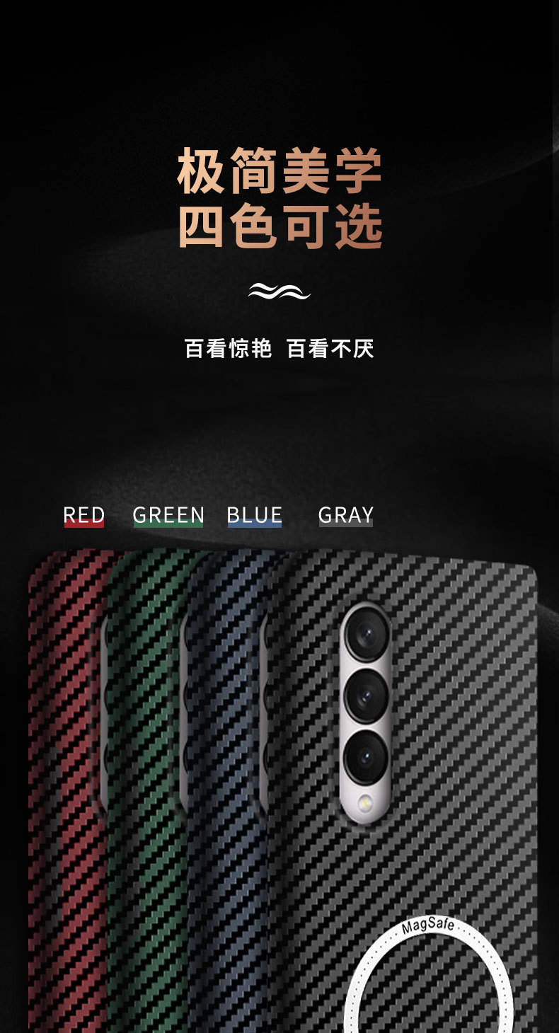 Compatible with Samsung Z Fold 8/7 phone case 6/5 magnetic wireless charging W25 carbon fiber texture 4/3 ultra-thin protective case