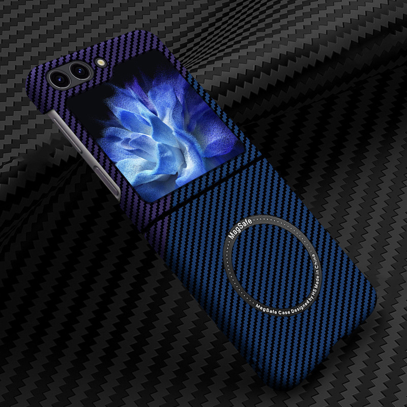 Compatible with Samsung Z Flip 7/6/5 phone cases, 4/3 carbon fiber magnetic wireless charging ultra-thin drop-proof protective cases.