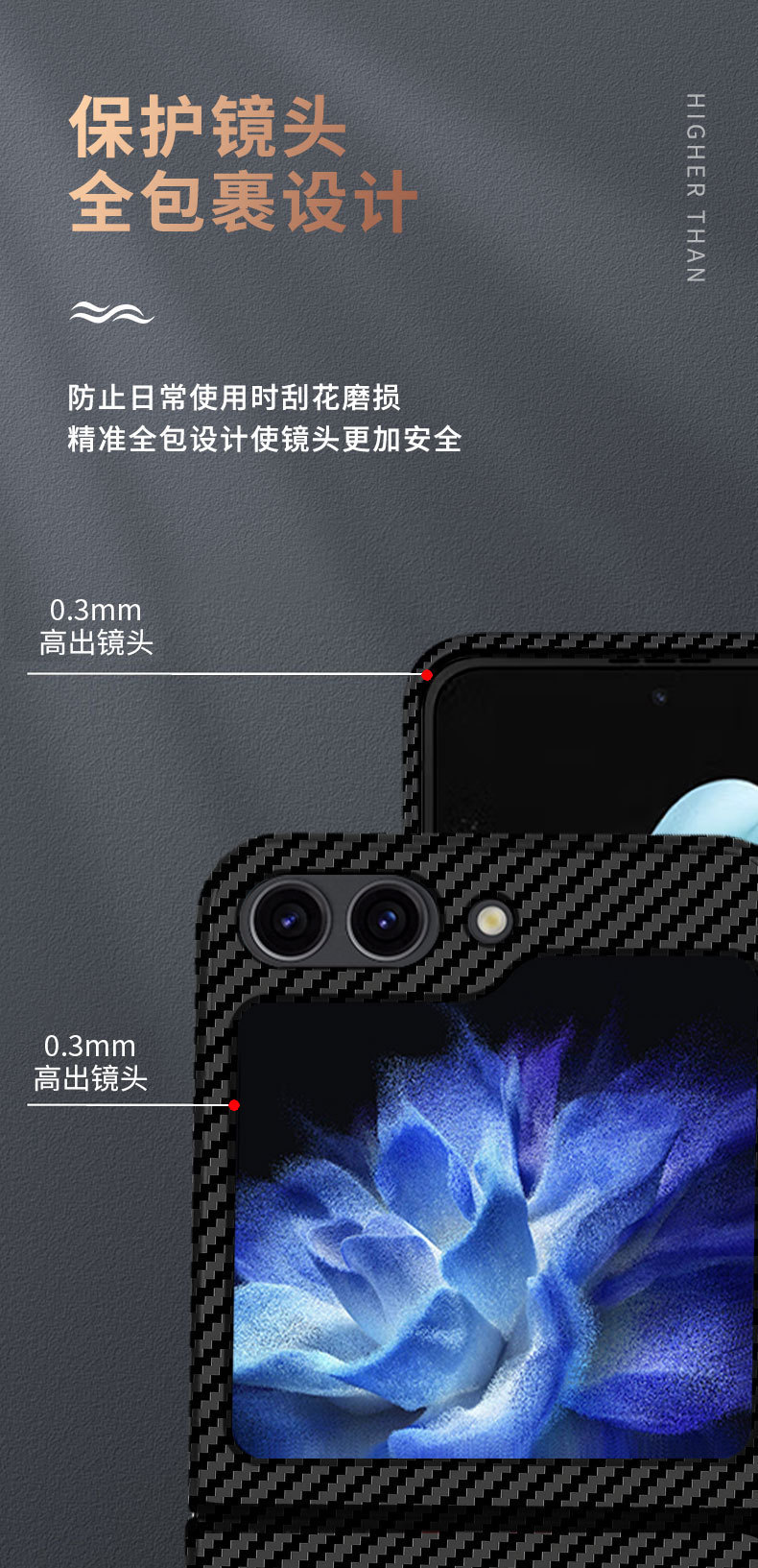 Compatible with Samsung Z Flip 7/6/5 phone cases, 4/3 carbon fiber magnetic wireless charging ultra-thin drop-proof protective cases.