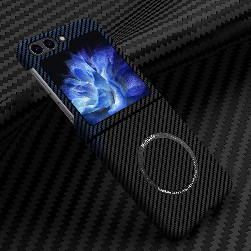 Compatible with Samsung Z Flip 7/6/5 phone cases, 4/3 carbon fiber magnetic wireless charging ultra-thin drop-proof protective cases.