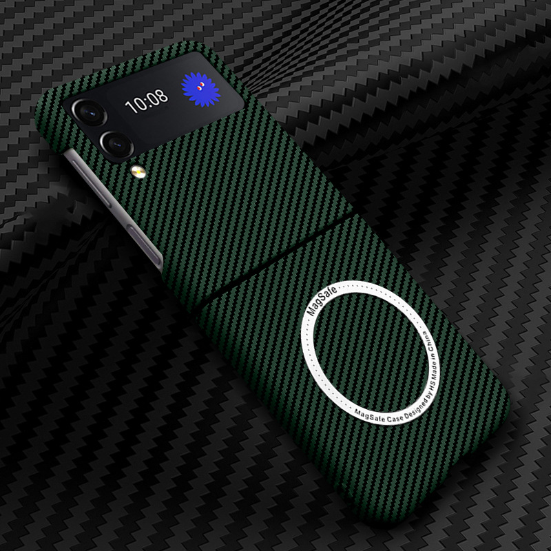 Compatible with Samsung Z Flip 7/6/5 phone cases, 4/3 carbon fiber magnetic wireless charging ultra-thin drop-proof protective cases.