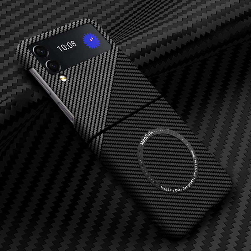 Compatible with Samsung Z Flip 7/6/5 phone cases, 4/3 carbon fiber magnetic wireless charging ultra-thin drop-proof protective cases.