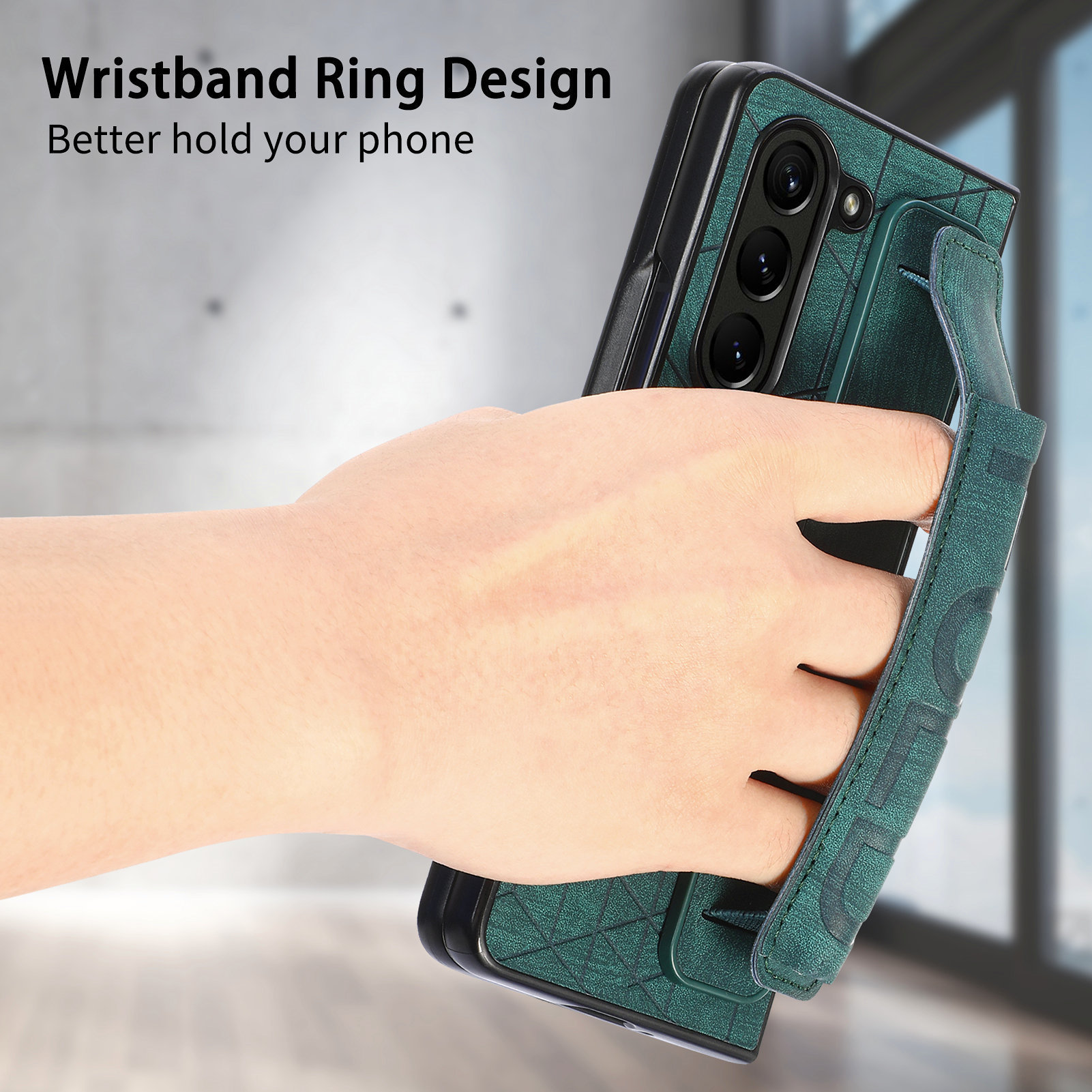 Compatible Samsung Z Fold8U phone case 7/6/5 wrist strap letter pen holder vegan leather 4/3 shockproof protective case