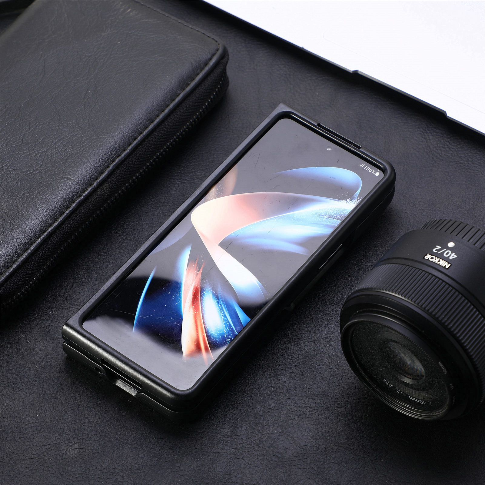 Compatible Samsung Z Fold8U phone case 7/6/5 wrist strap letter pen holder vegan leather 4/3 shockproof protective case