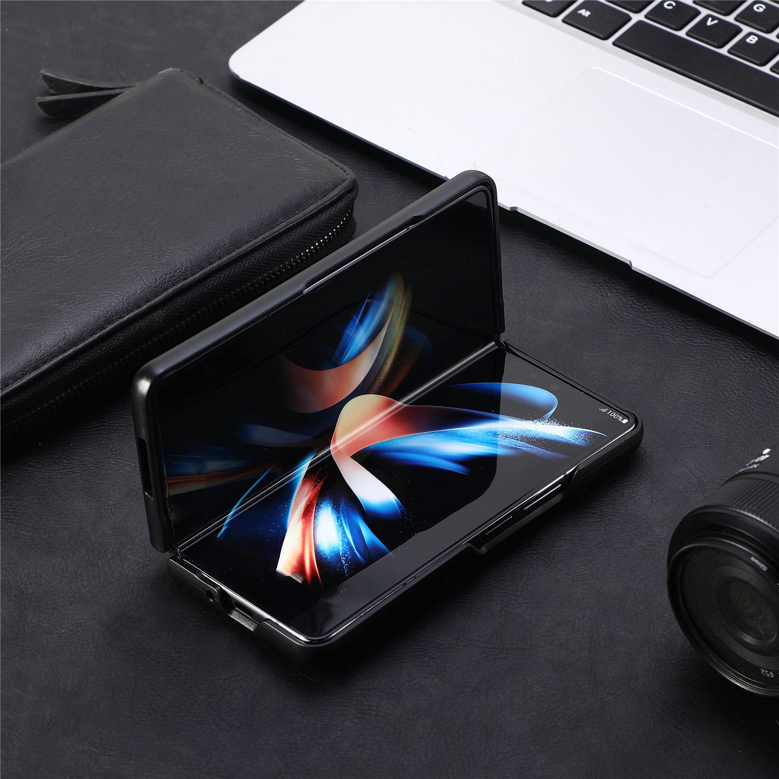 Compatible Samsung Z Fold8U phone case 7/6/5 wrist strap letter pen holder vegan leather 4/3 shockproof protective case