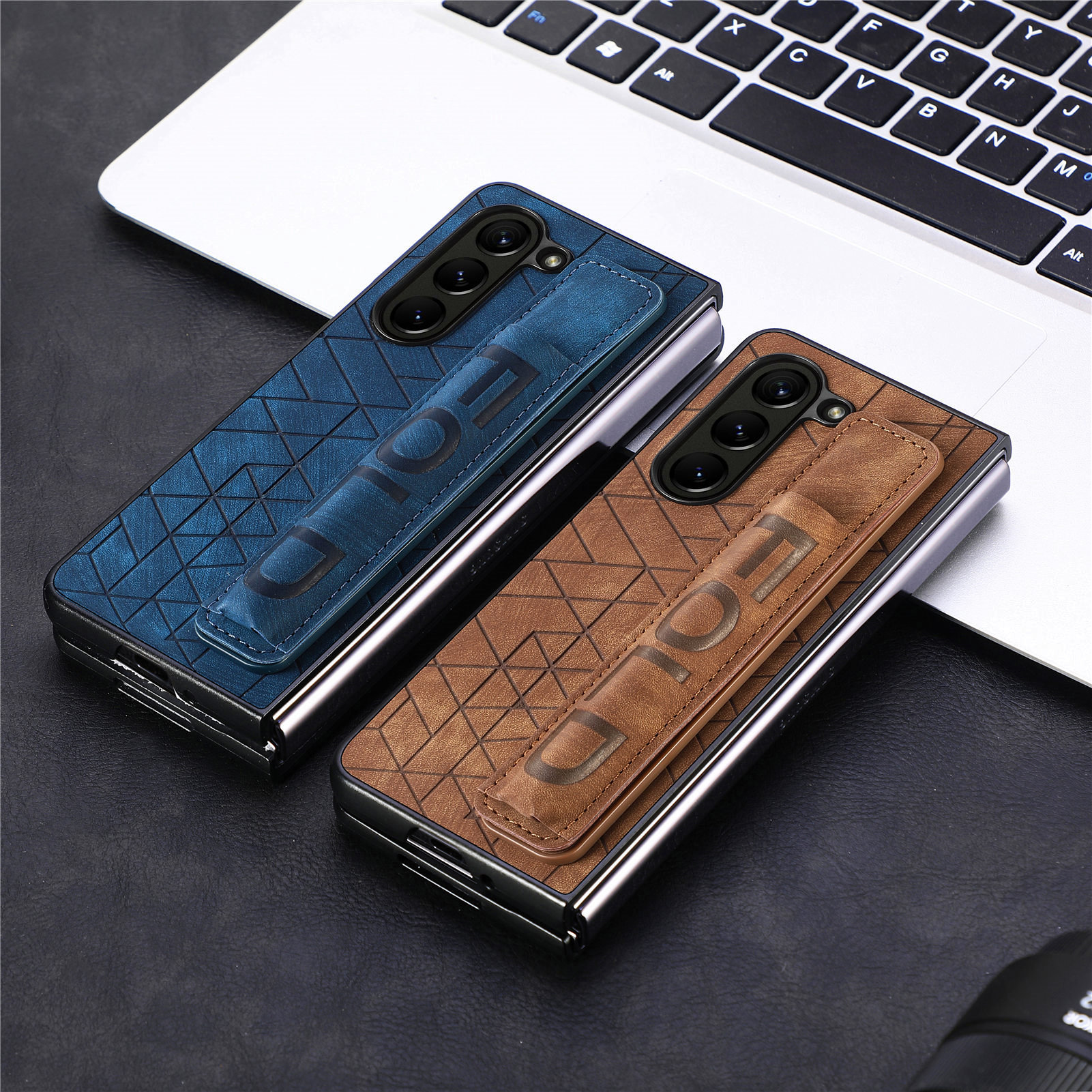 Compatible Samsung Z Fold8U phone case 7/6/5 wrist strap letter pen holder vegan leather 4/3 shockproof protective case
