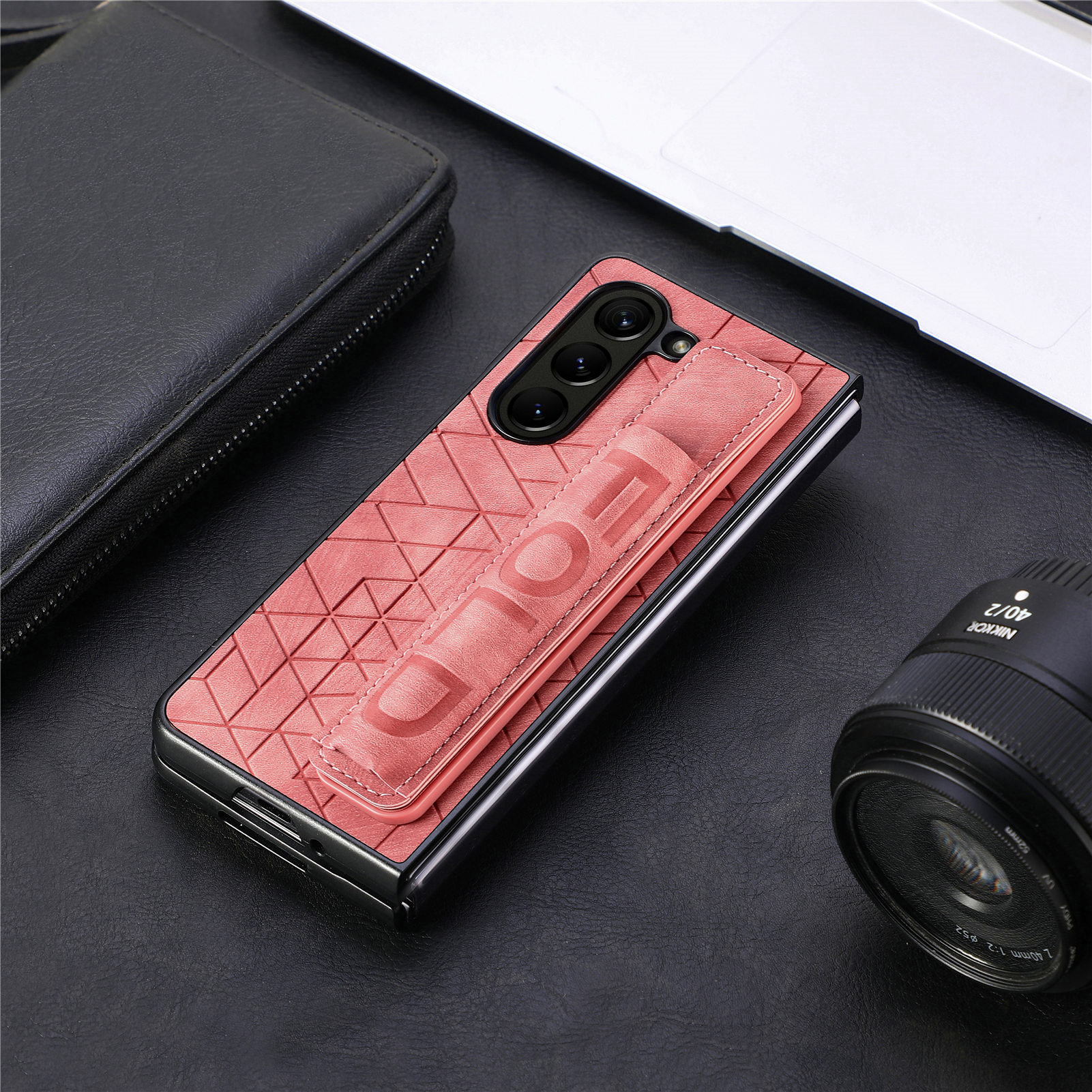 Compatible Samsung Z Fold8U phone case 7/6/5 wrist strap letter pen holder vegan leather 4/3 shockproof protective case