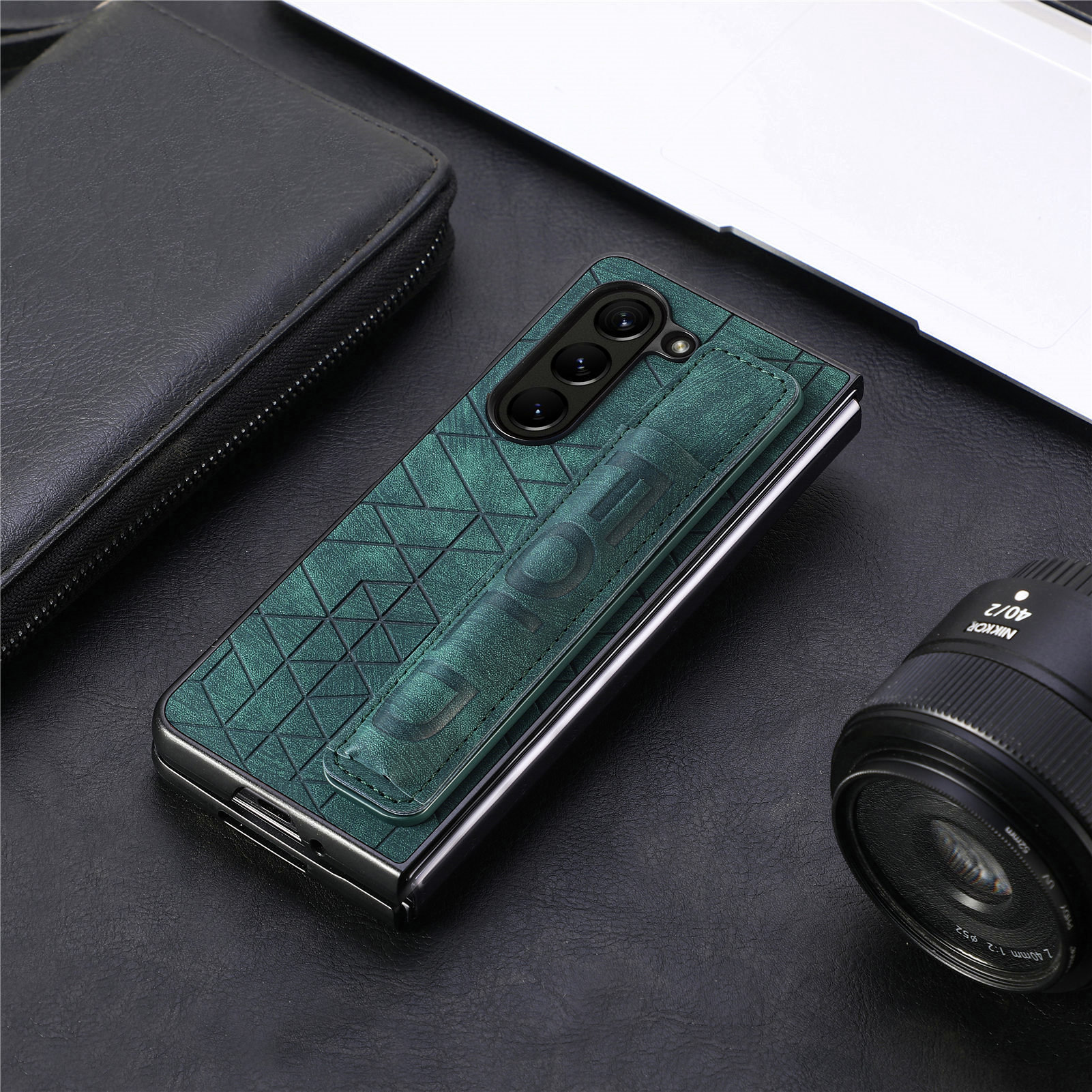 Compatible Samsung Z Fold8U phone case 7/6/5 wrist strap letter pen holder vegan leather 4/3 shockproof protective case
