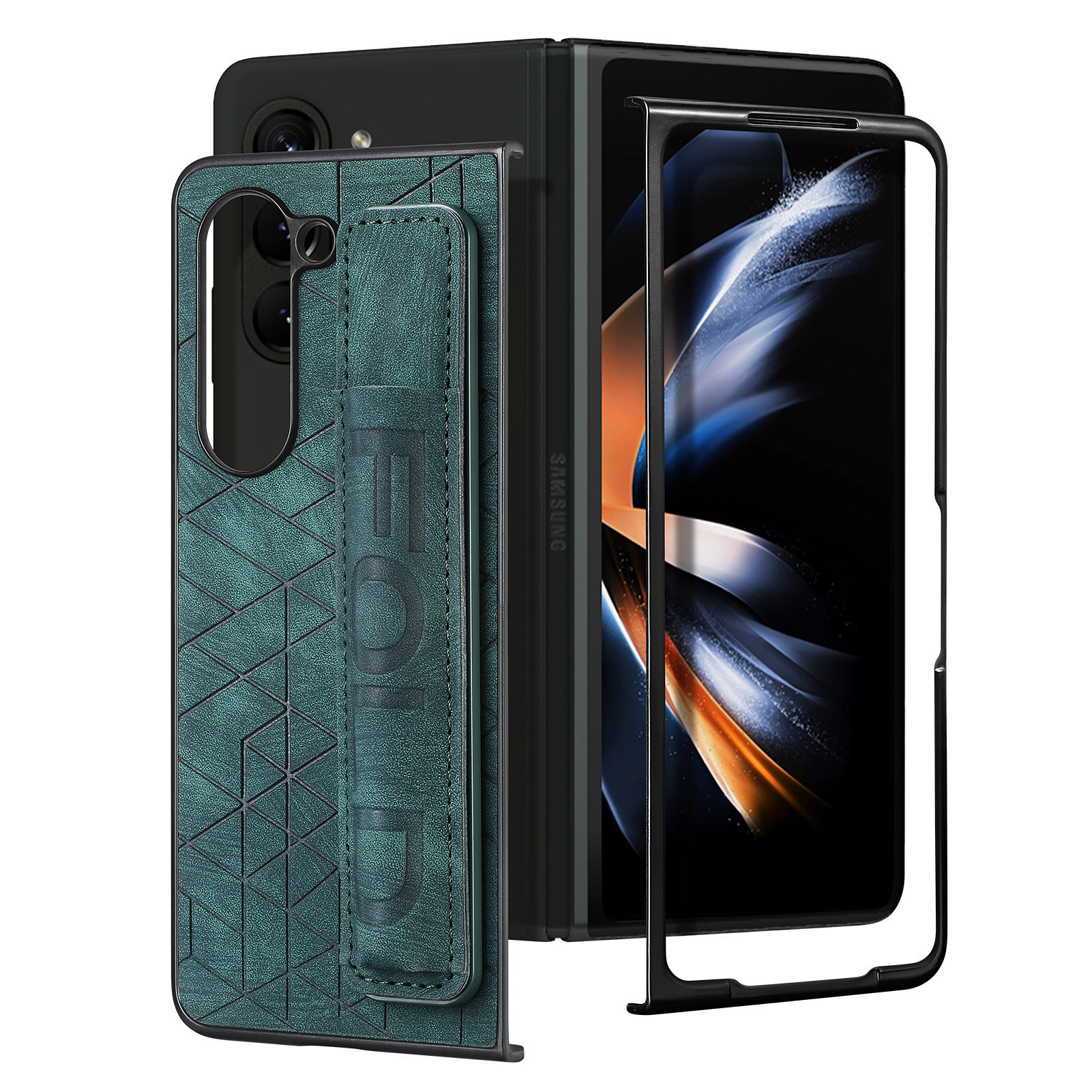 Compatible Samsung Z Fold8U phone case 7/6/5 wrist strap letter pen holder vegan leather 4/3 shockproof protective case