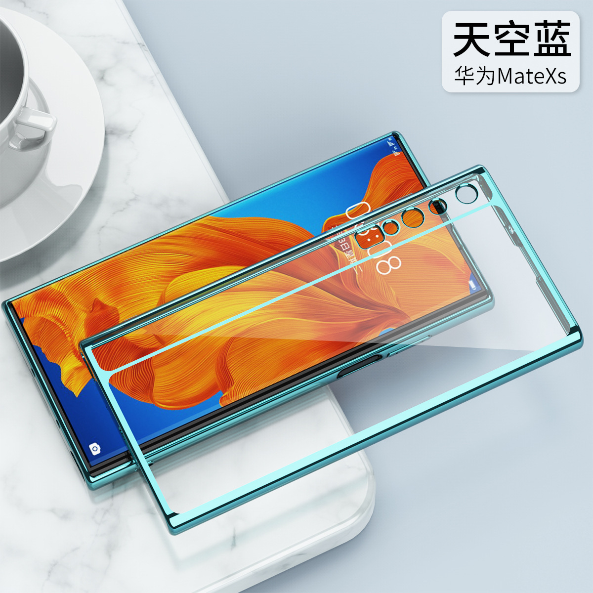 Huawei Mate XS phone case, foldable screen, electroplated transparent TPU, fine-hole, full-coverage drop-proof protective case, in stock.