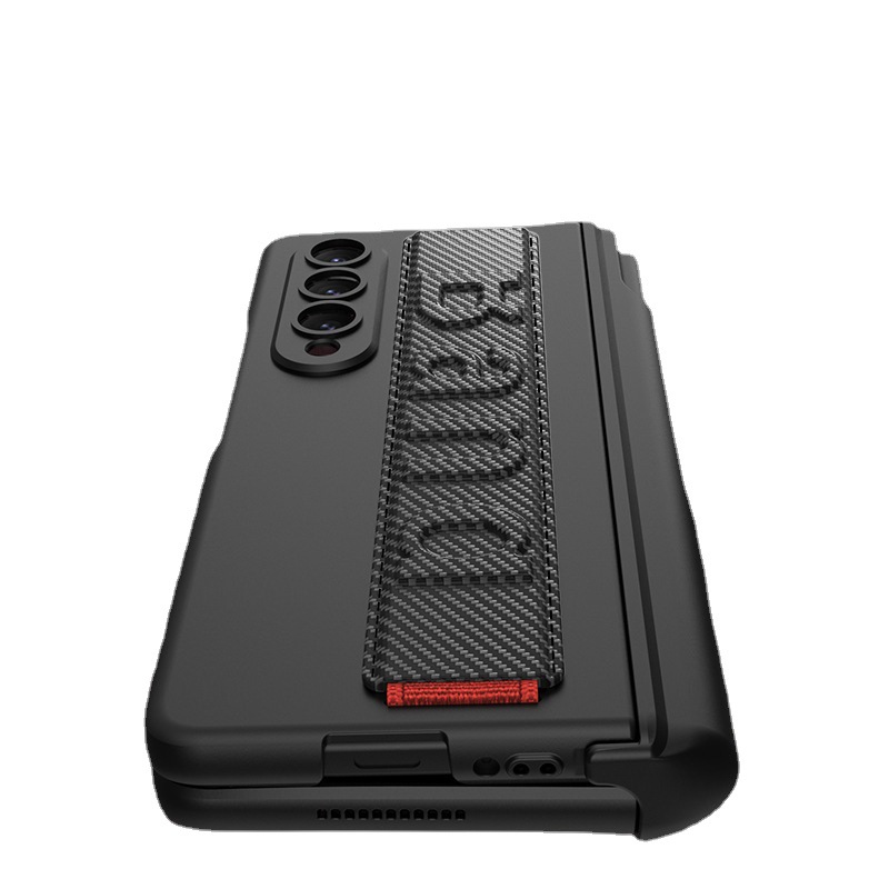Compatible with Samsung Z Fold4 folding phone case, wristband, magnetic hinge, full-coverage case, pull-out pen holder protective case.