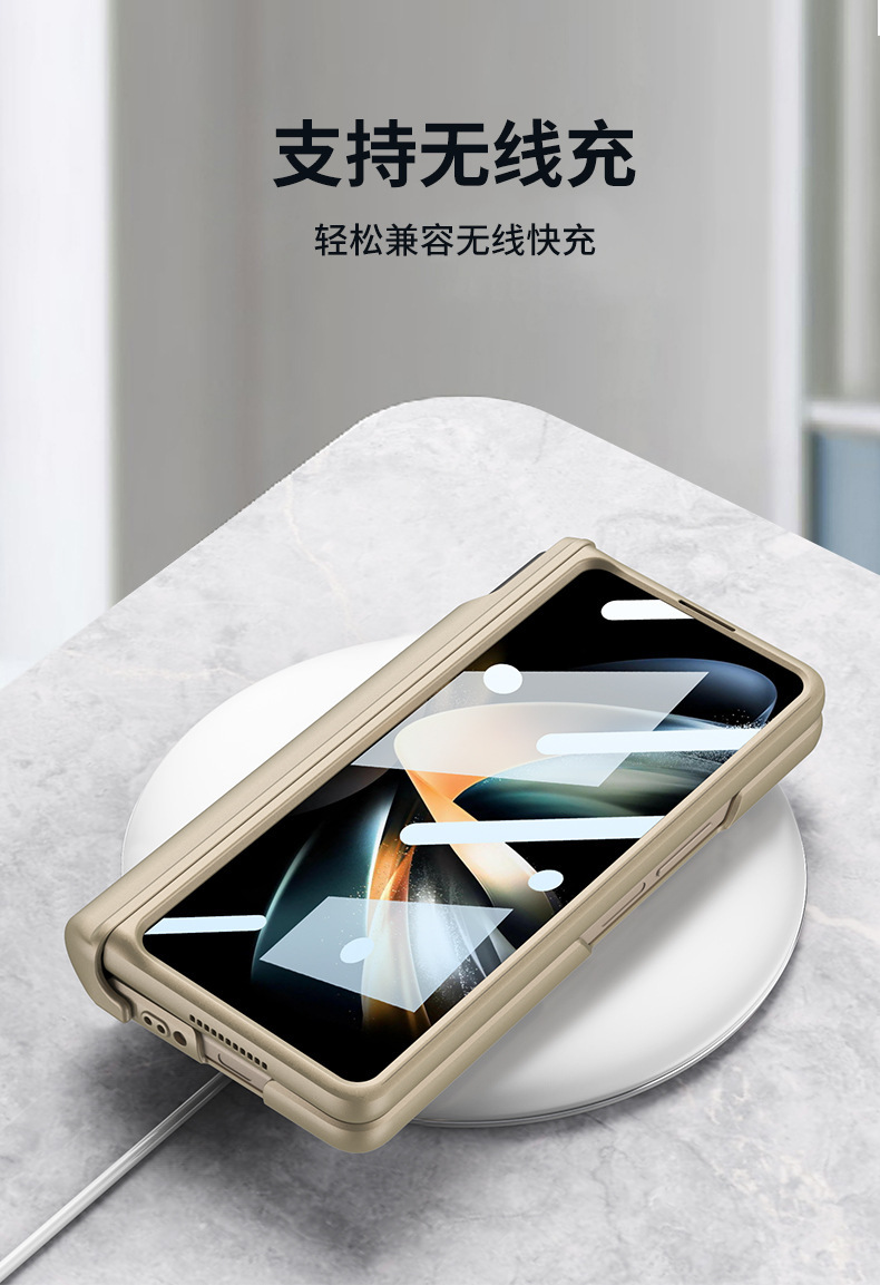 Compatible with Samsung Z Fold4 folding phone case, wristband, magnetic hinge, full-coverage case, pull-out pen holder protective case.
