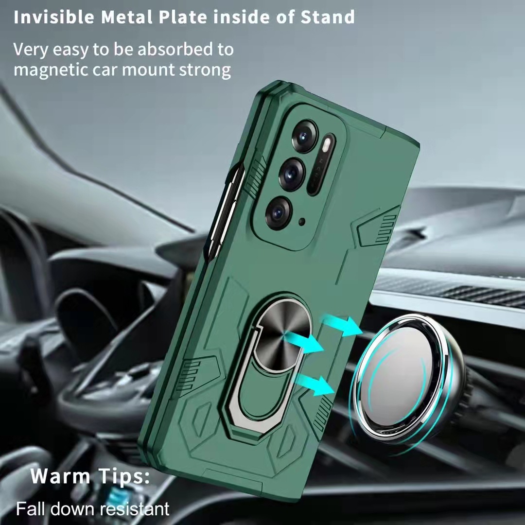 Compatible with Samsung Z Fold7/6/5 phone case, 4/3-inch car magnetic rotating ring holder folding screen protective case
