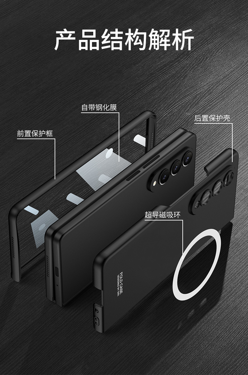 Compatible with Samsung Z Fold4 phone case, magnetic wireless charging case and screen protector, zfold3 ultra-thin shockproof protective case