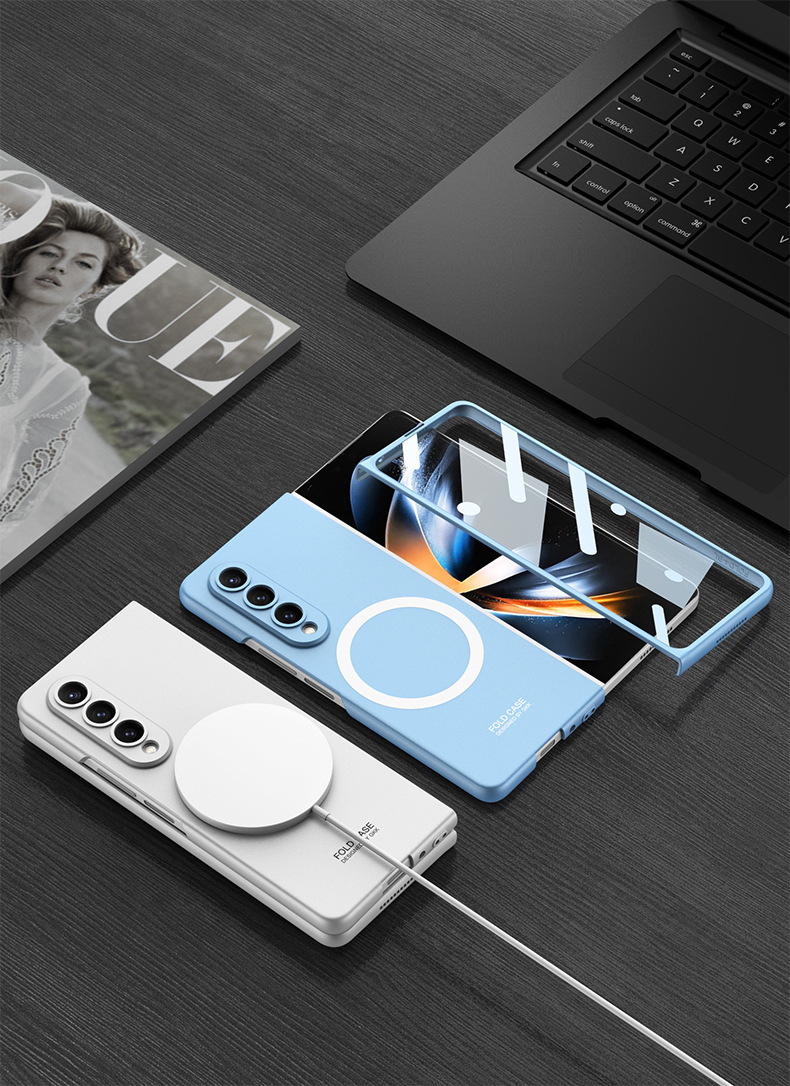 Compatible with Samsung Z Fold4 phone case, magnetic wireless charging case and screen protector, zfold3 ultra-thin shockproof protective case