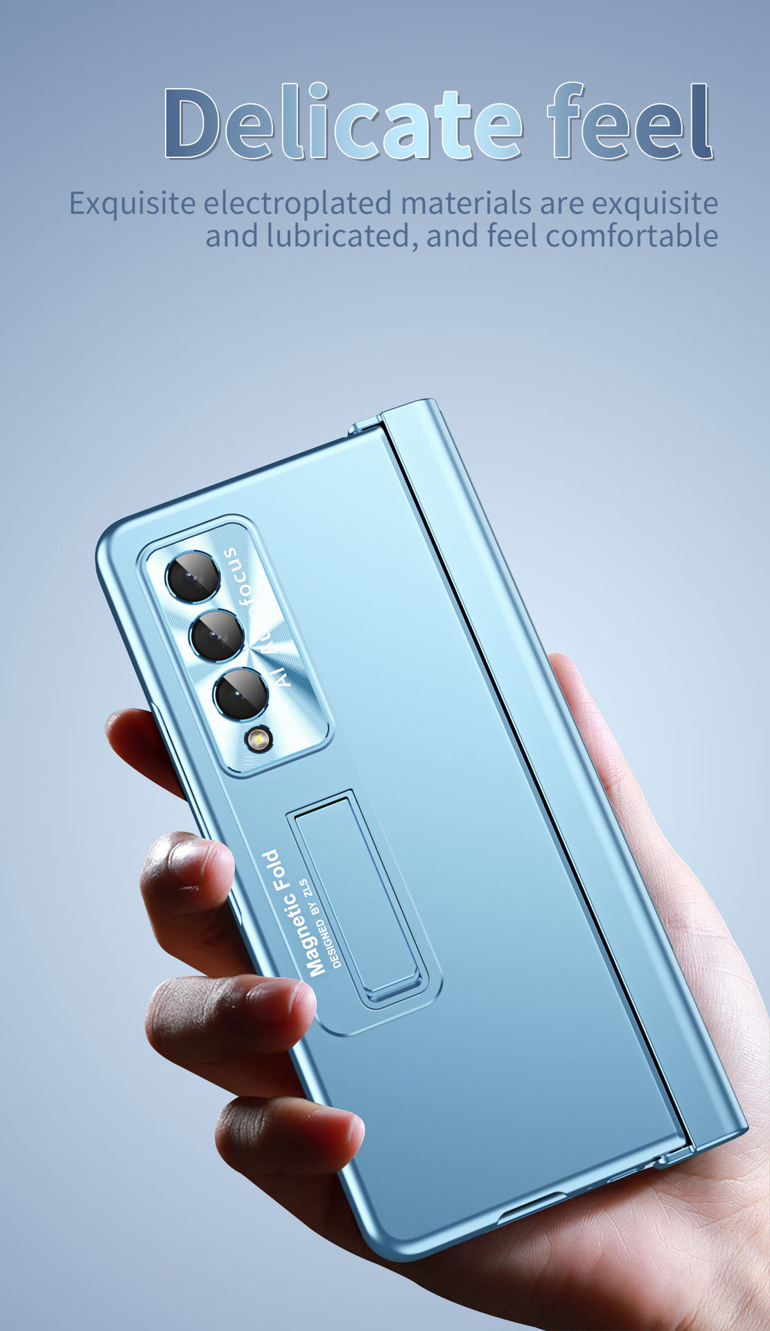 Compatible with Samsung Z Fold 5/6/7 phone cases, 4/3 hinge, pen slot, electroplated case with full-coverage protective film.