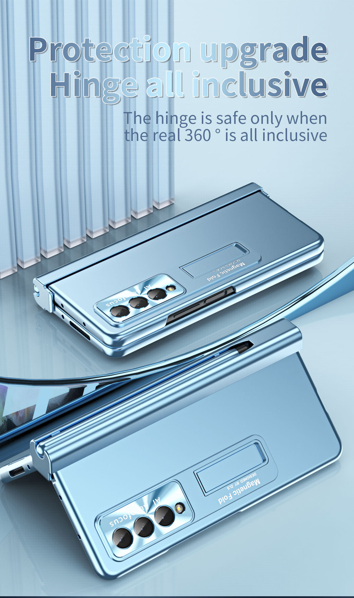 Compatible with Samsung Z Fold 5/6/7 phone cases, 4/3 hinge, pen slot, electroplated case with full-coverage protective film.