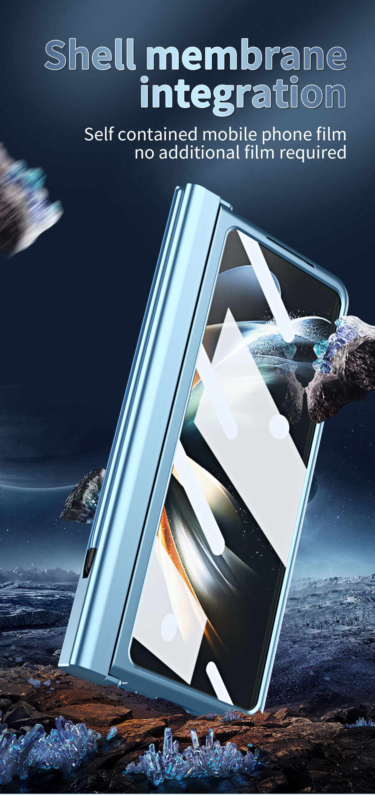 Compatible with Samsung Z Fold 5/6/7 phone cases, 4/3 hinge, pen slot, electroplated case with full-coverage protective film.