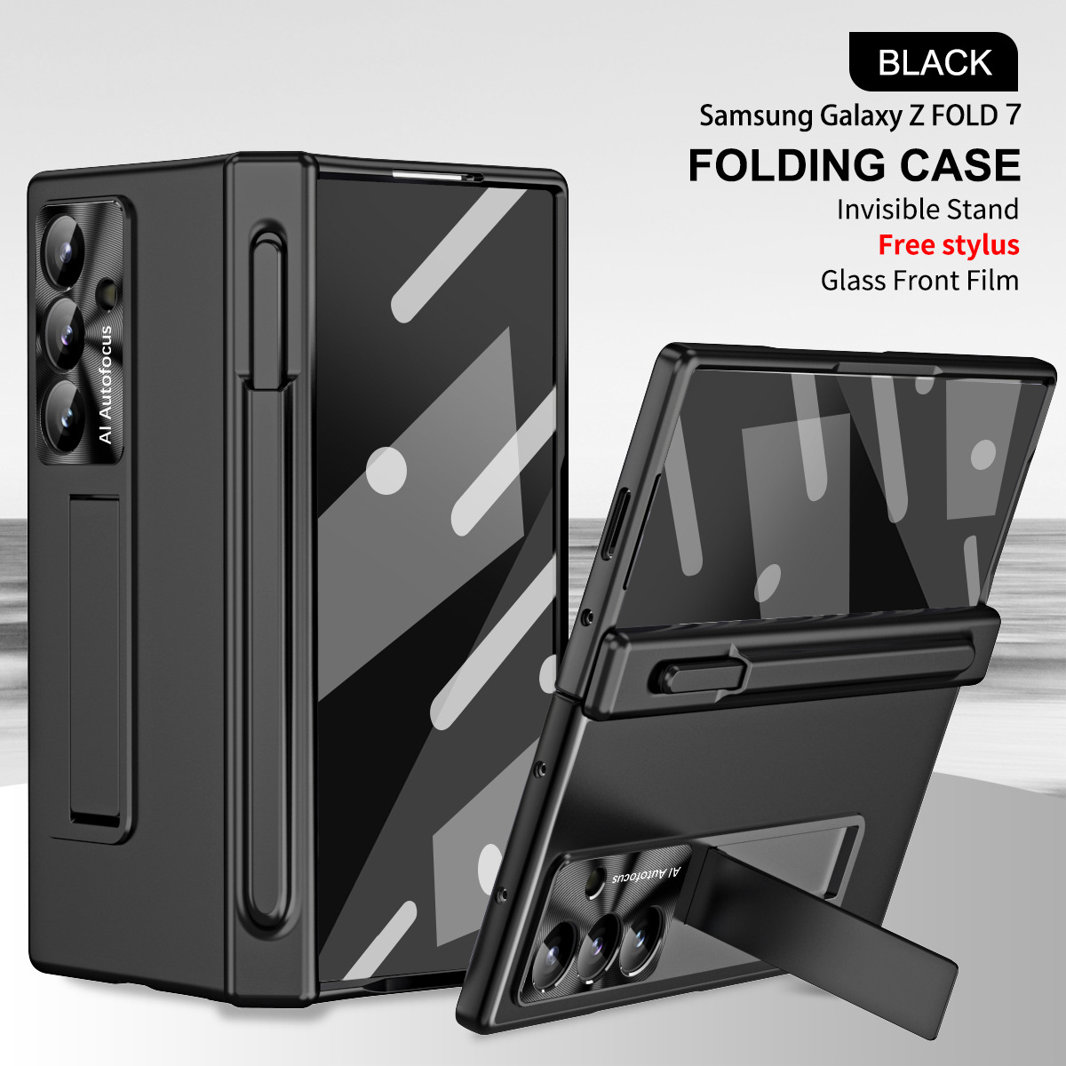 Compatible with Samsung Z Fold 5/6/7 phone cases, 4/3 hinge, pen slot, electroplated case with full-coverage protective film.