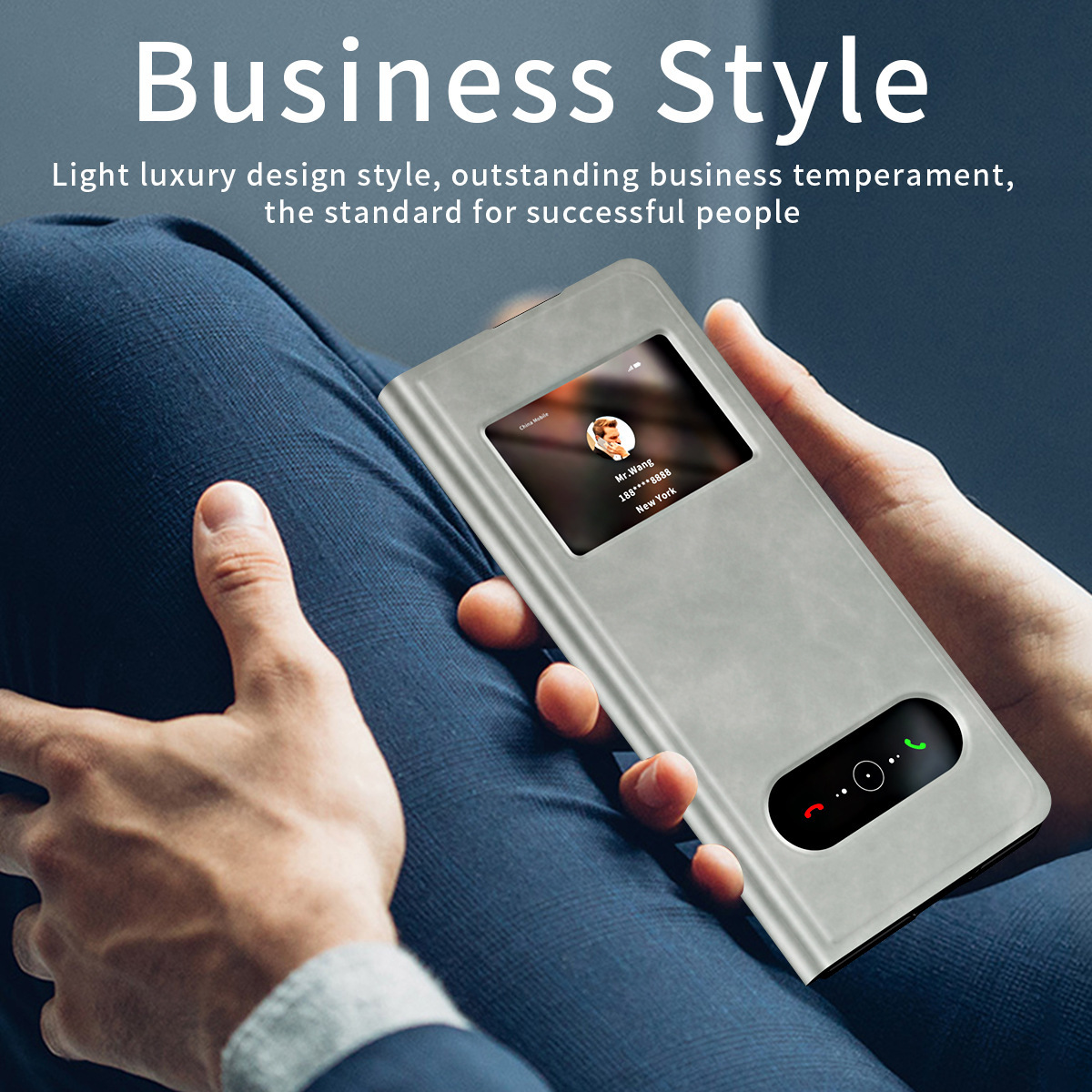 Compatible with Samsung Z Fold8/7/6 phone cases, 5/4/3-inch window, vegan leather, lychee texture, foldable screen, drop-proof protective case.