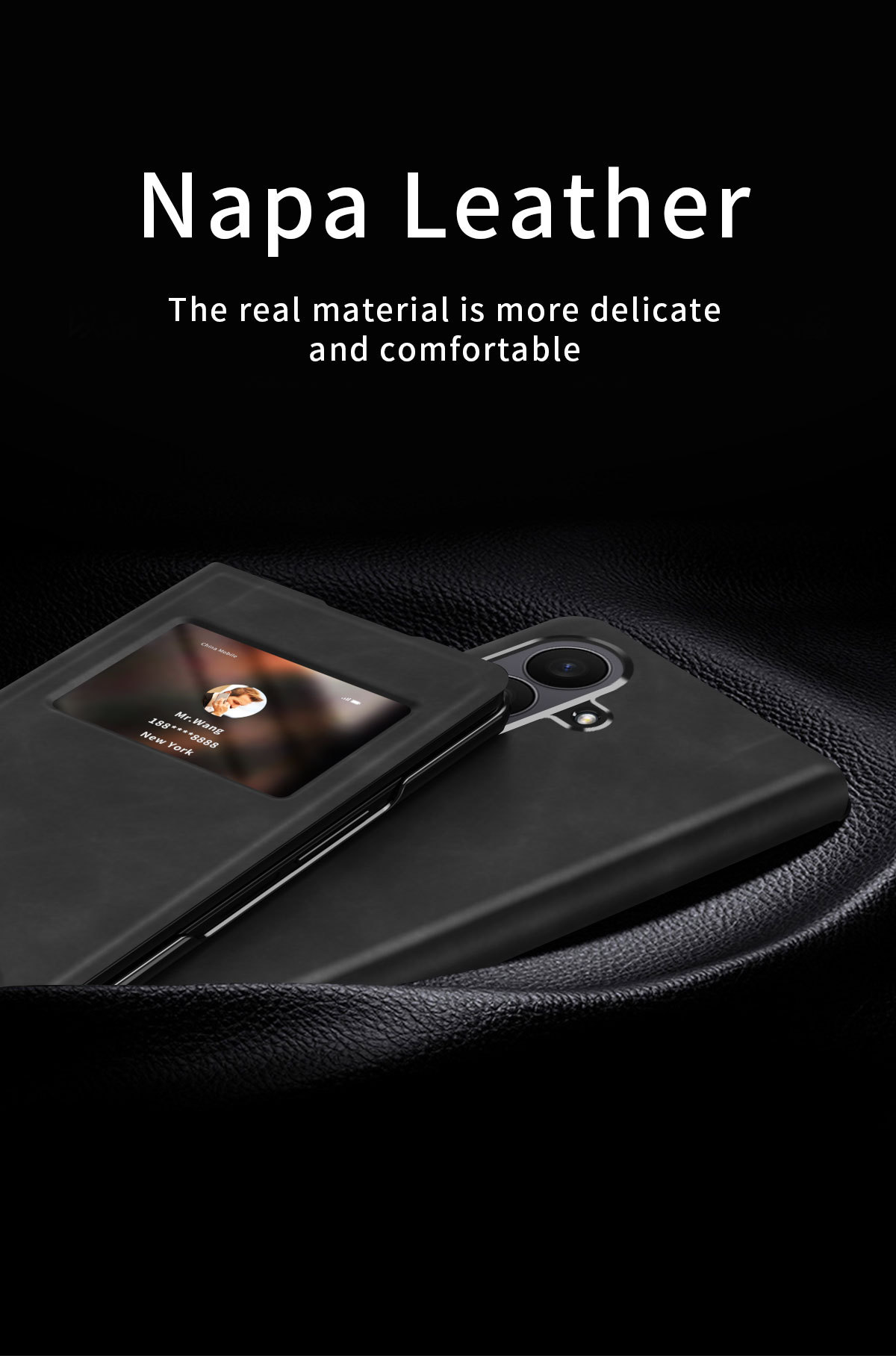 Compatible with Samsung Z Fold8/7/6 phone cases, 5/4/3-inch window, vegan leather, lychee texture, foldable screen, drop-proof protective case.