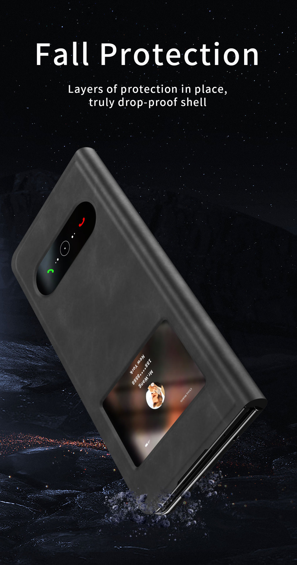 Compatible with Samsung Z Fold8/7/6 phone cases, 5/4/3-inch window, vegan leather, lychee texture, foldable screen, drop-proof protective case.