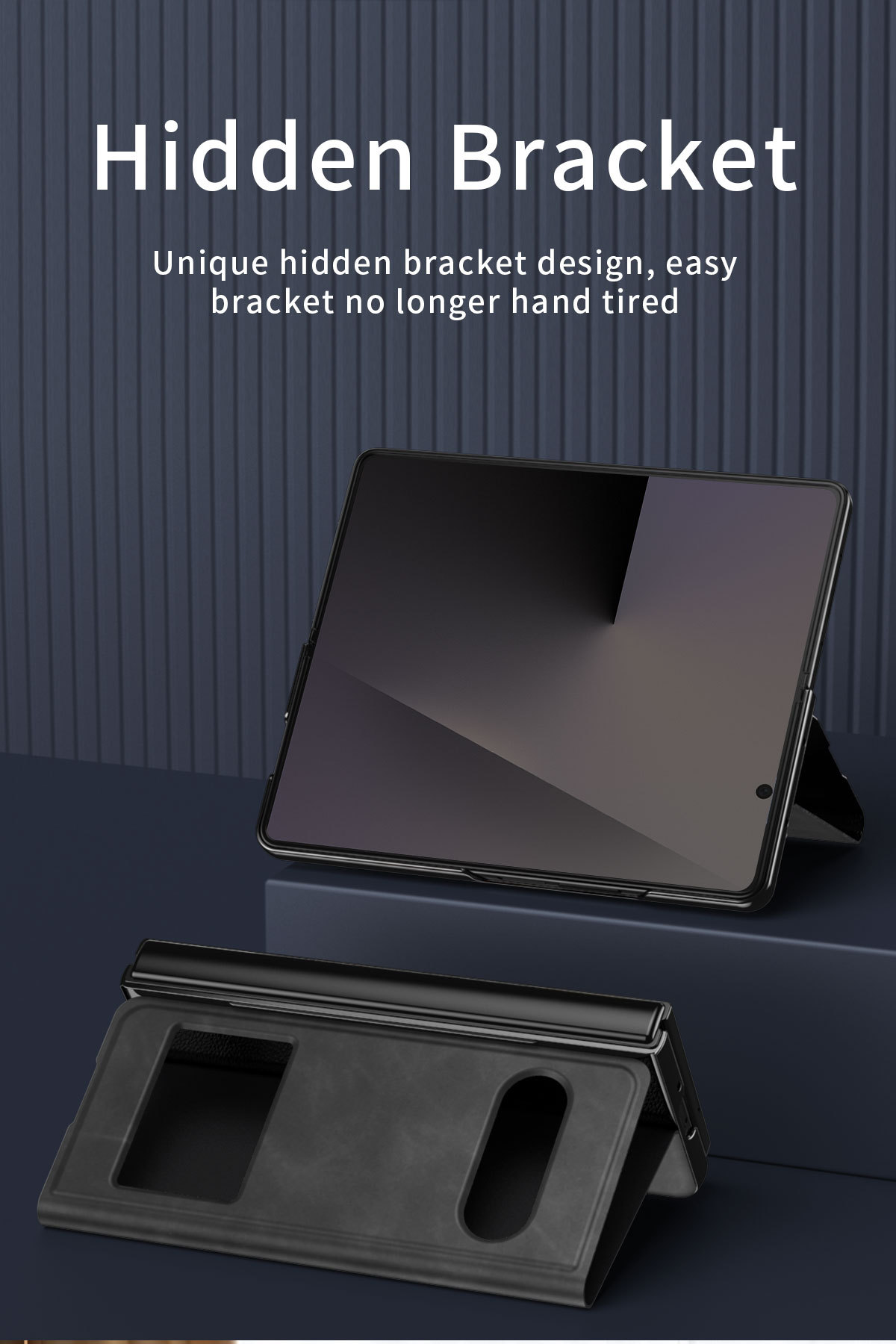 Compatible with Samsung Z Fold8/7/6 phone cases, 5/4/3-inch window, vegan leather, lychee texture, foldable screen, drop-proof protective case.