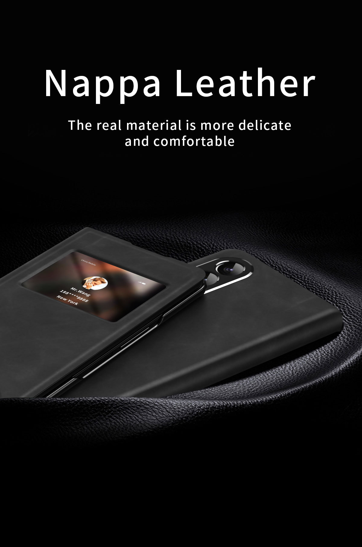 Compatible with Samsung Z Fold8/7/6 phone cases, 5/4/3-inch window, vegan leather, lychee texture, foldable screen, drop-proof protective case.