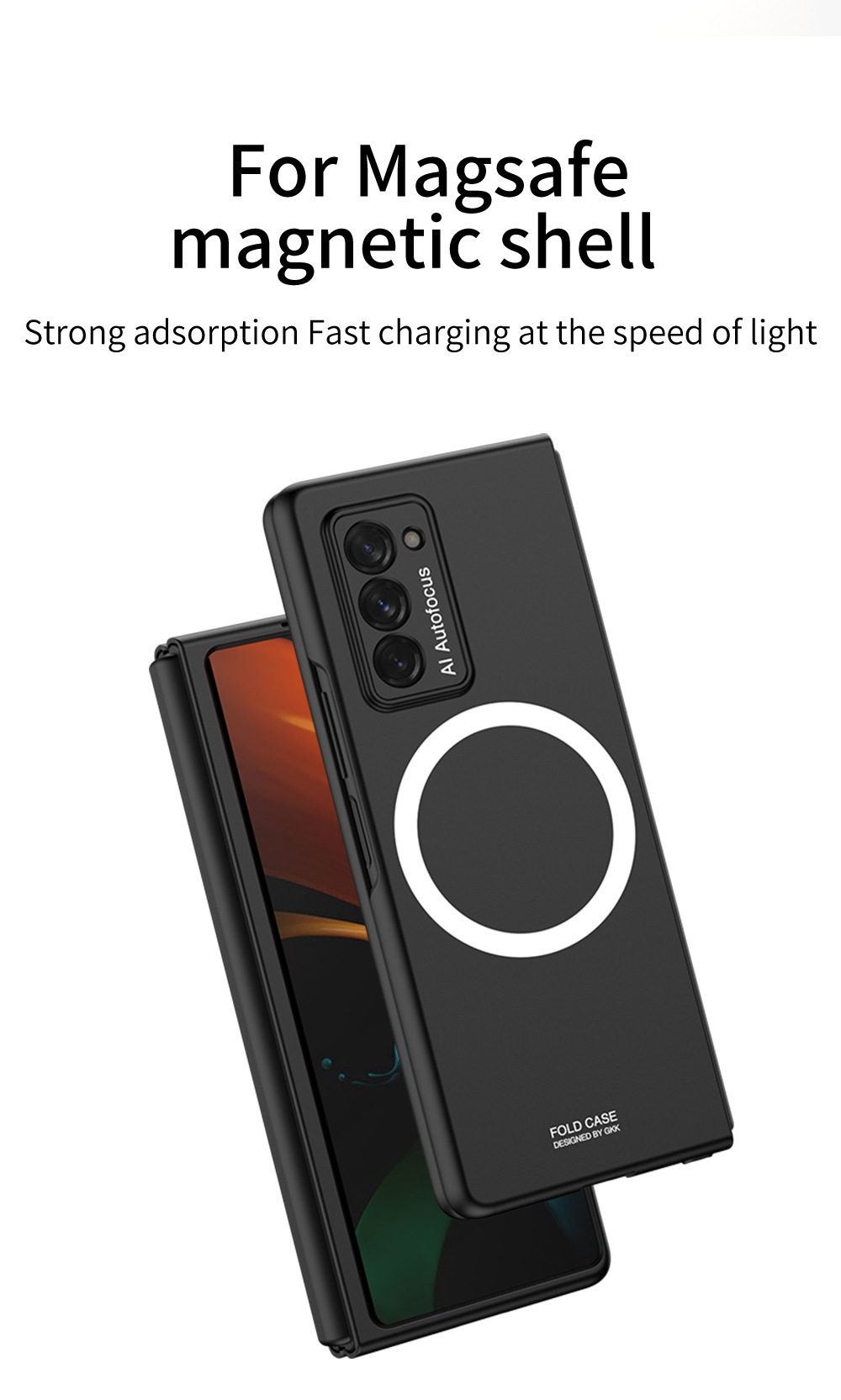 Compatible with Samsung ZFold2 phone case, magnetic Magsafe wireless charging, Fold4 anti-drop ultra-thin skin-friendly protective case