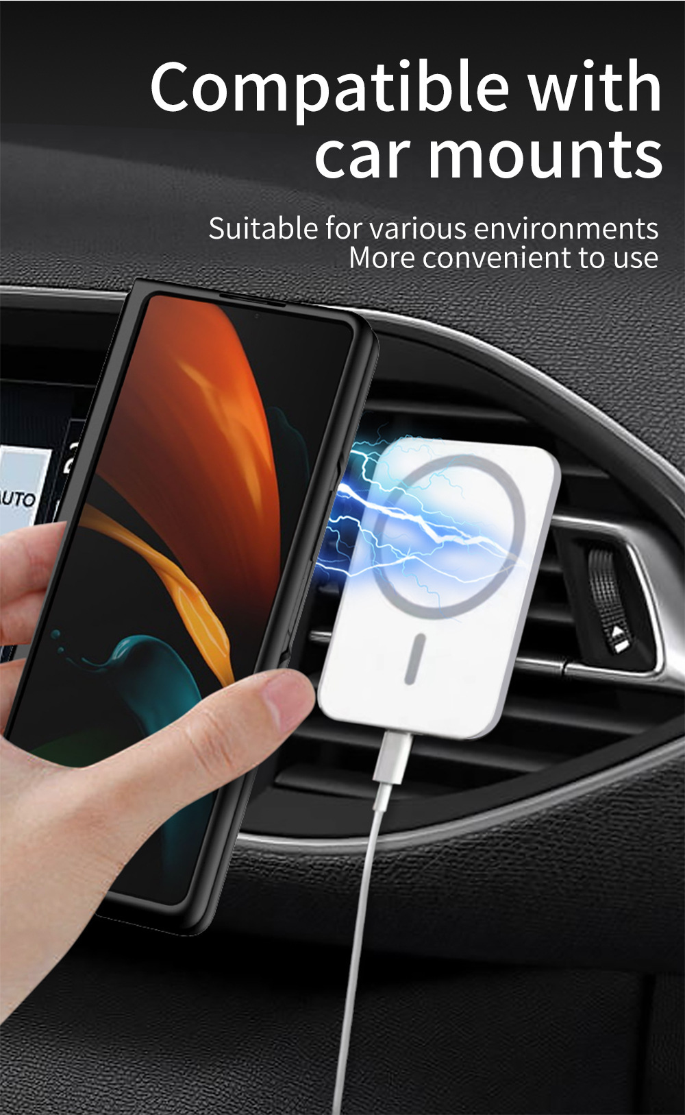 Compatible with Samsung ZFold2 phone case, magnetic Magsafe wireless charging, Fold4 anti-drop ultra-thin skin-friendly protective case