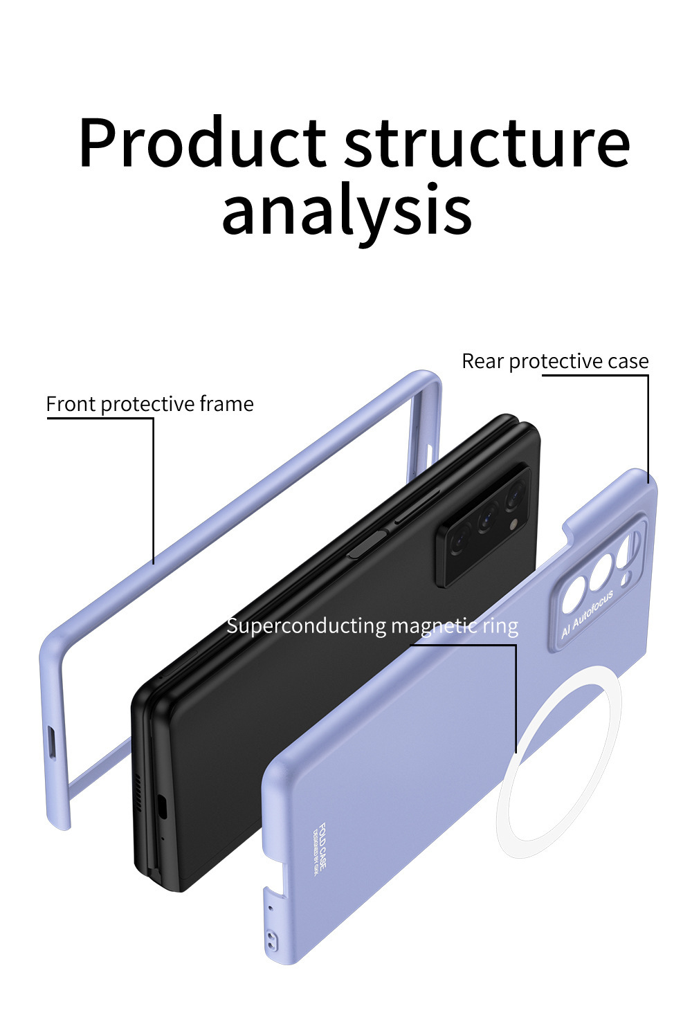 Compatible with Samsung ZFold2 phone case, magnetic Magsafe wireless charging, Fold4 anti-drop ultra-thin skin-friendly protective case