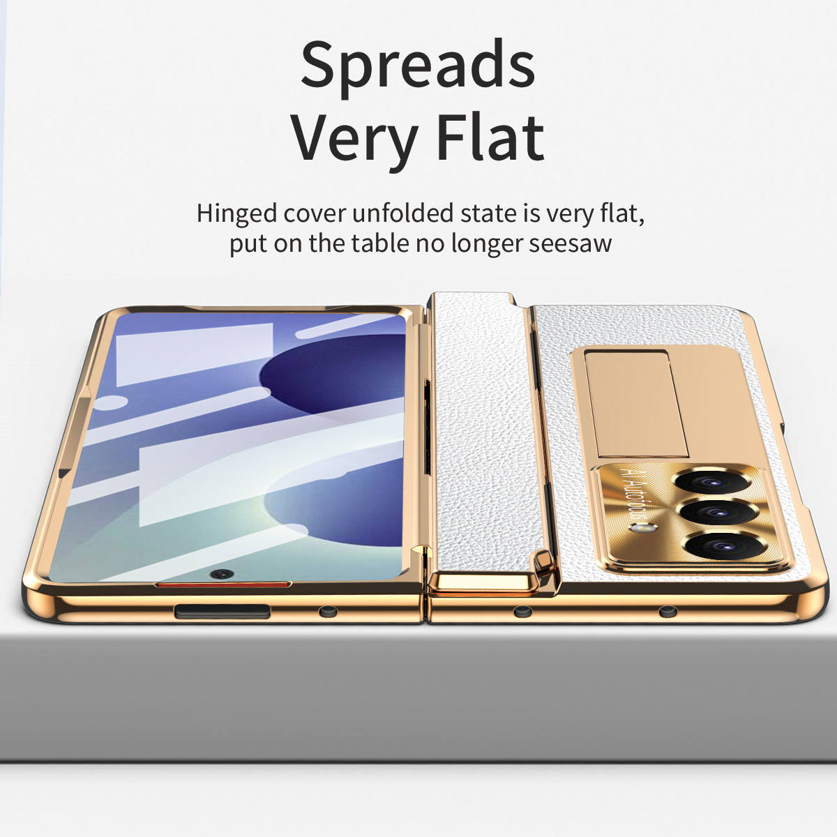 Compatible with Samsung Z Fold8/7/6 phone case, electroplated vegan leather, 5/4/3 flat hinge, protective film, drop-proof case.