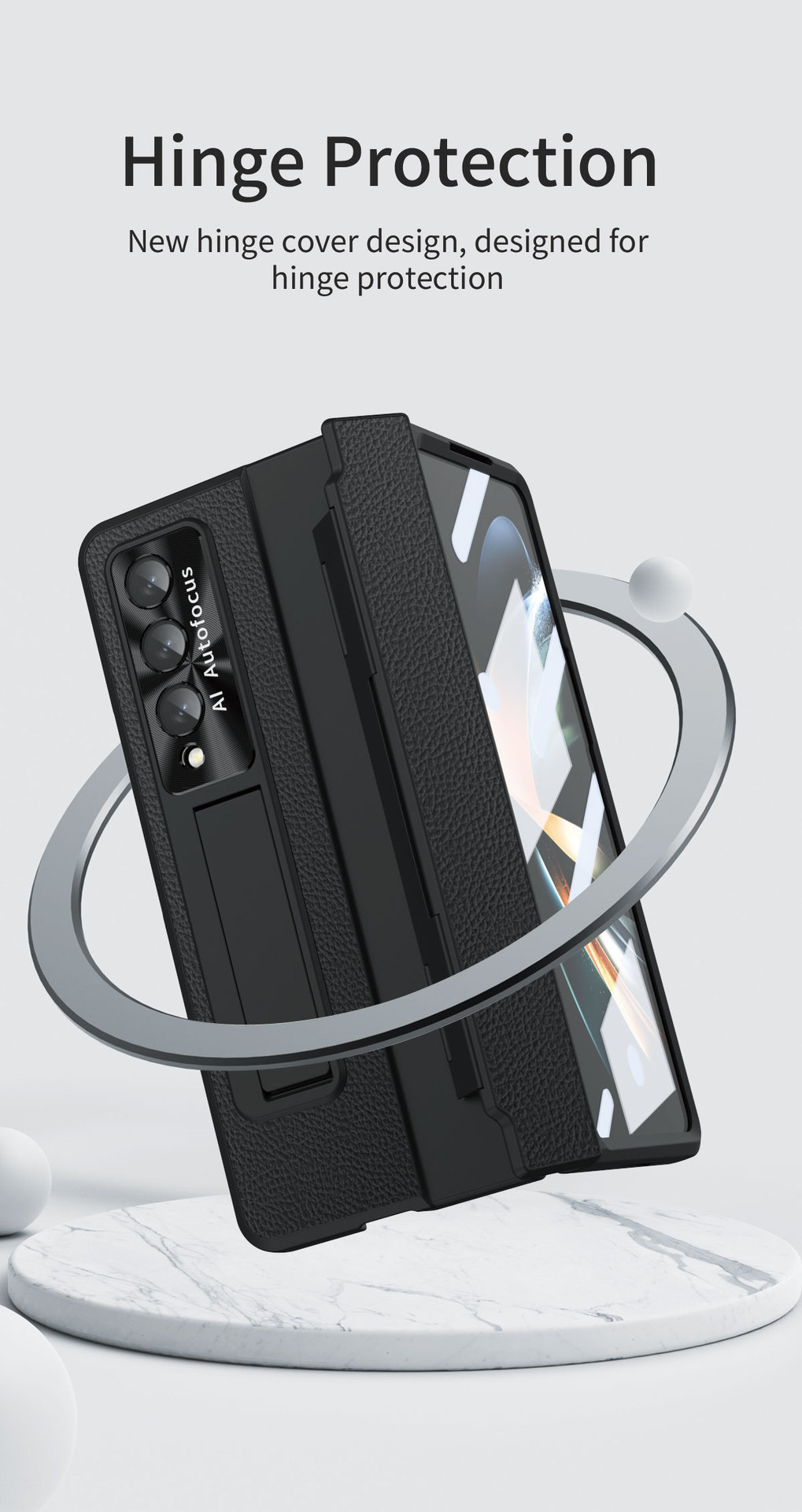 Compatible with Samsung Z Fold8/7/6 phone case, electroplated vegan leather, 5/4/3 flat hinge, protective film, drop-proof case.