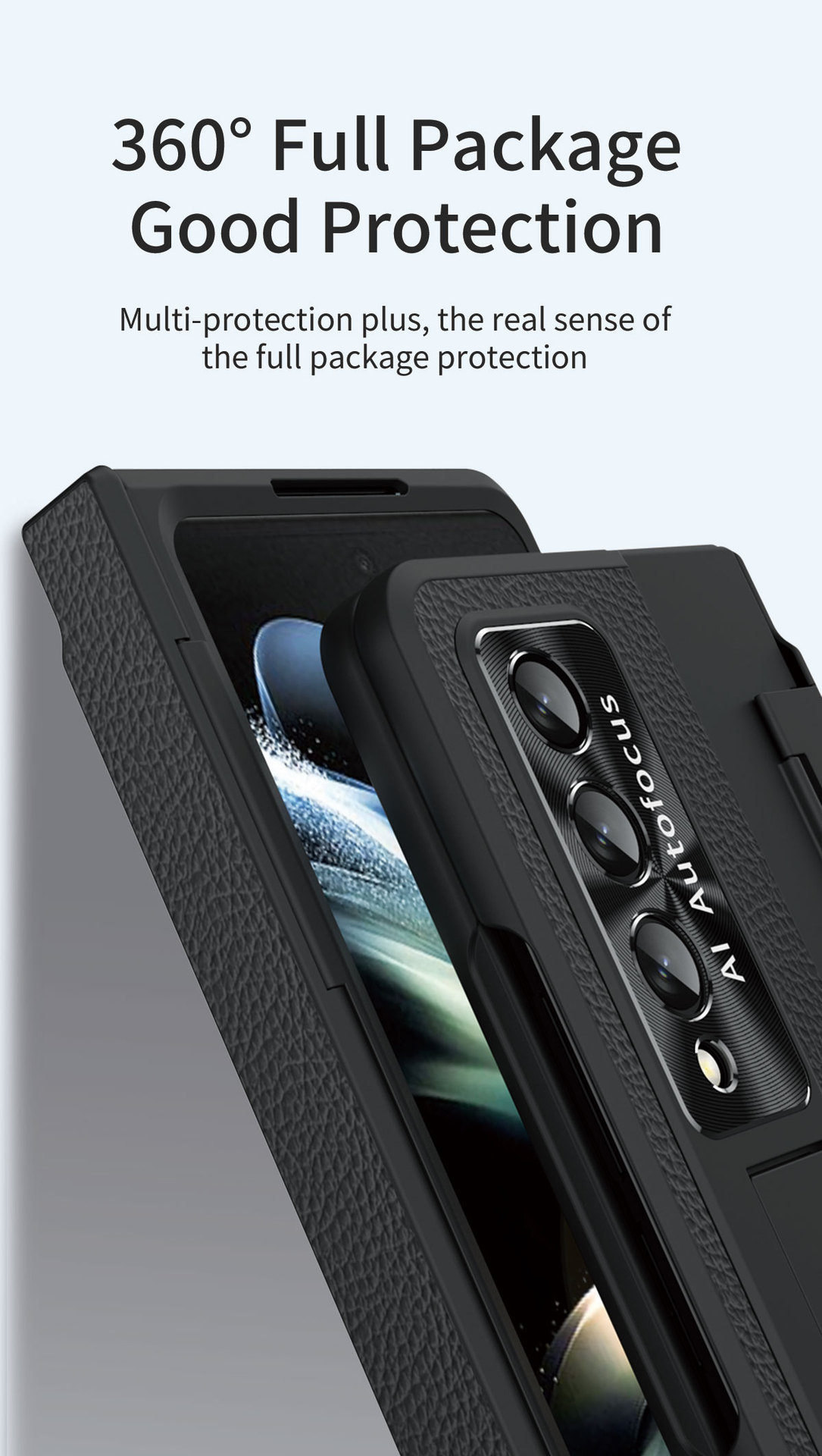 Compatible with Samsung Z Fold8/7/6 phone case, electroplated vegan leather, 5/4/3 flat hinge, protective film, drop-proof case.
