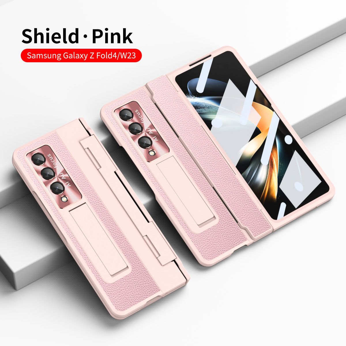Compatible with Samsung Z Fold8/7/6 phone case, electroplated vegan leather, 5/4/3 flat hinge, protective film, drop-proof case.