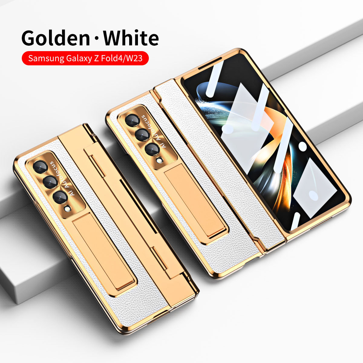 Compatible with Samsung Z Fold8/7/6 phone case, electroplated vegan leather, 5/4/3 flat hinge, protective film, drop-proof case.