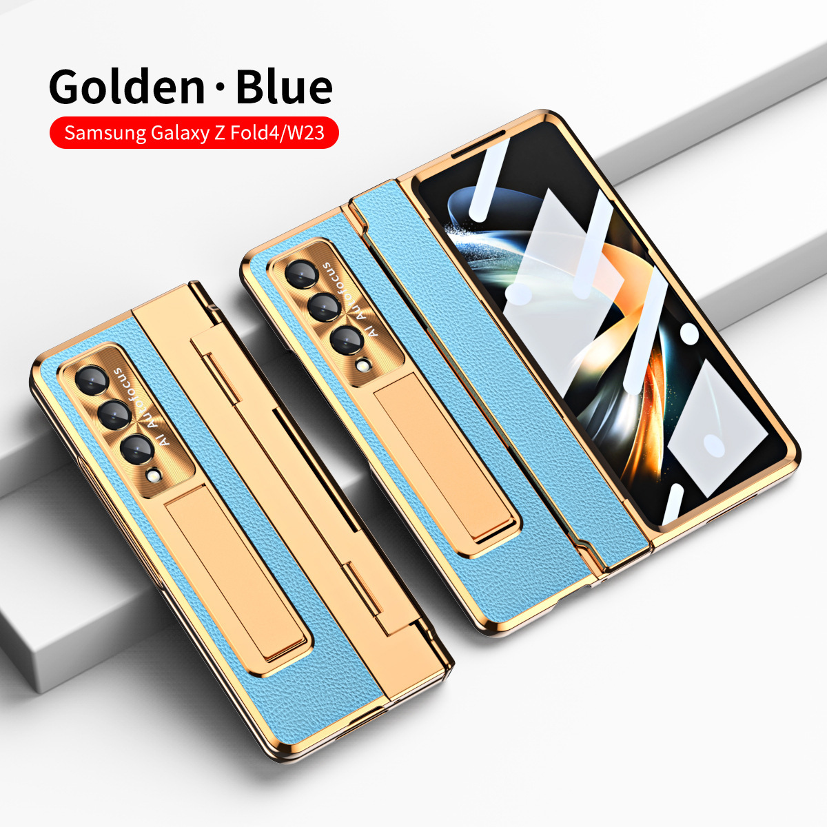 Compatible with Samsung Z Fold8/7/6 phone case, electroplated vegan leather, 5/4/3 flat hinge, protective film, drop-proof case.